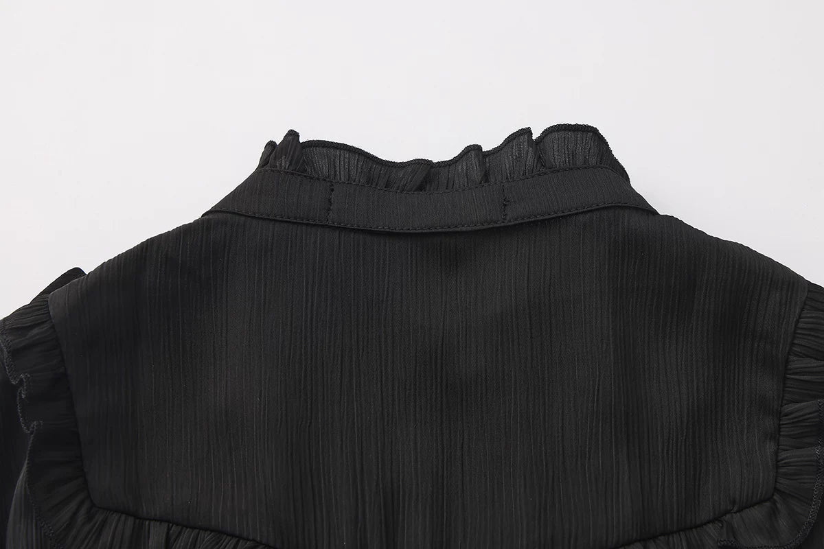 Eternal Rabbit Invitation - Ouji Lolita Vintage Long Sleeve Blouse, Ruffles V-Neck