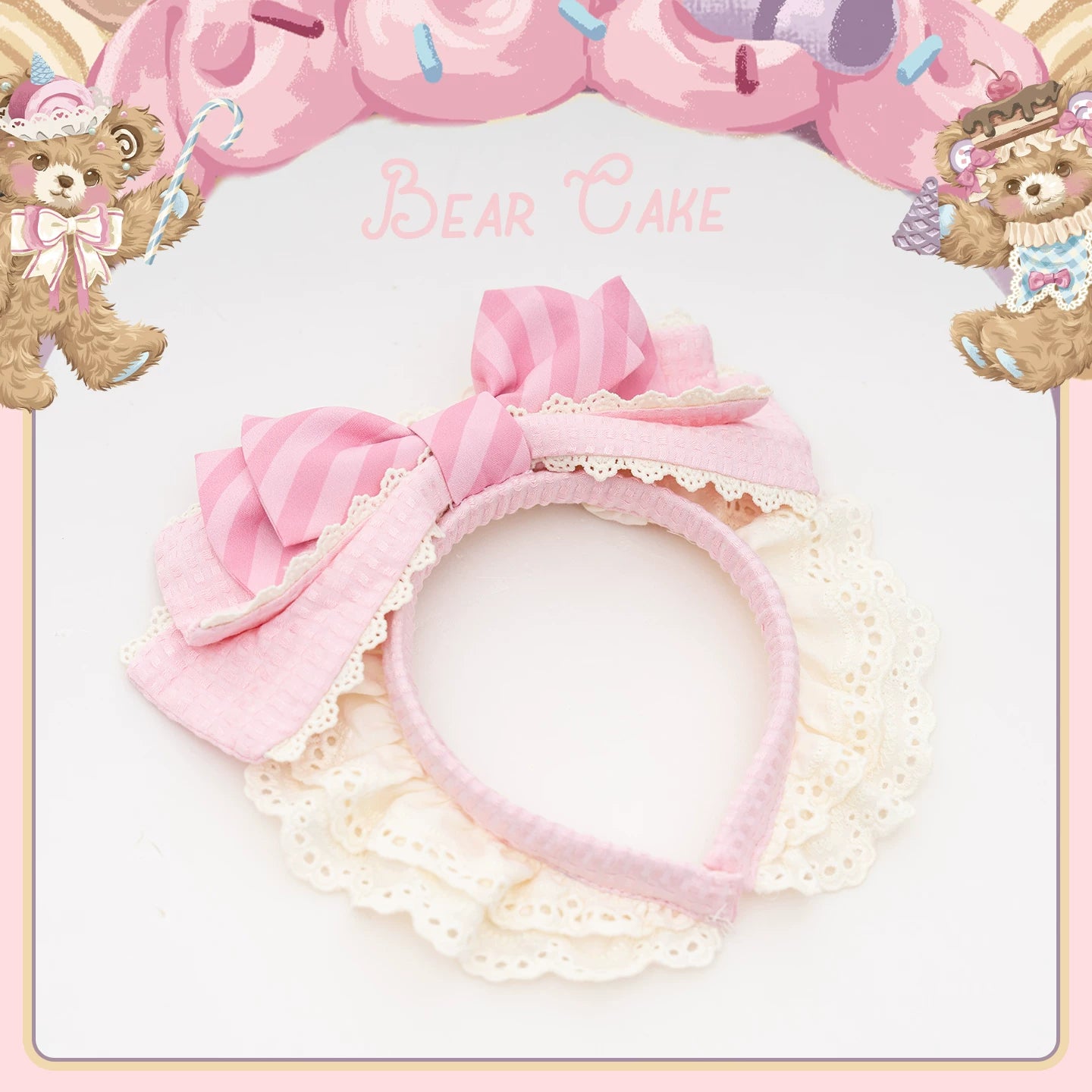 Bear Cake - Sweet Lolita JSK & OP Dress, Bear & Dessert Print 45755:860844