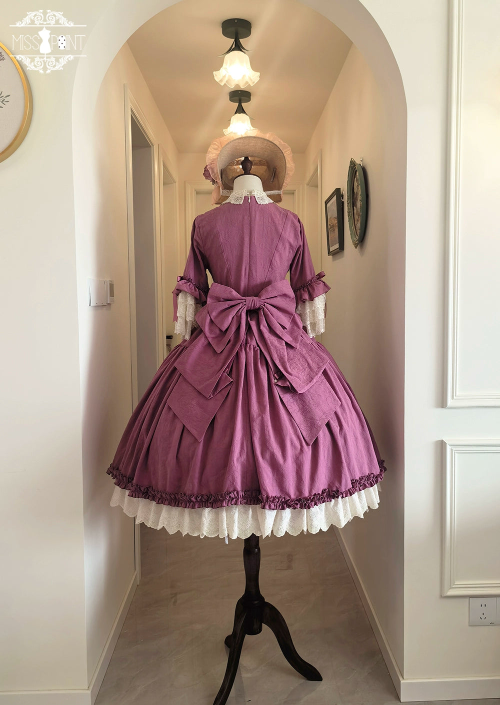 Miss Point~Lilyka Garden~Classic Lolita OP Dress Set Elegant Floral Wall Princess Sleeve 38832:606282