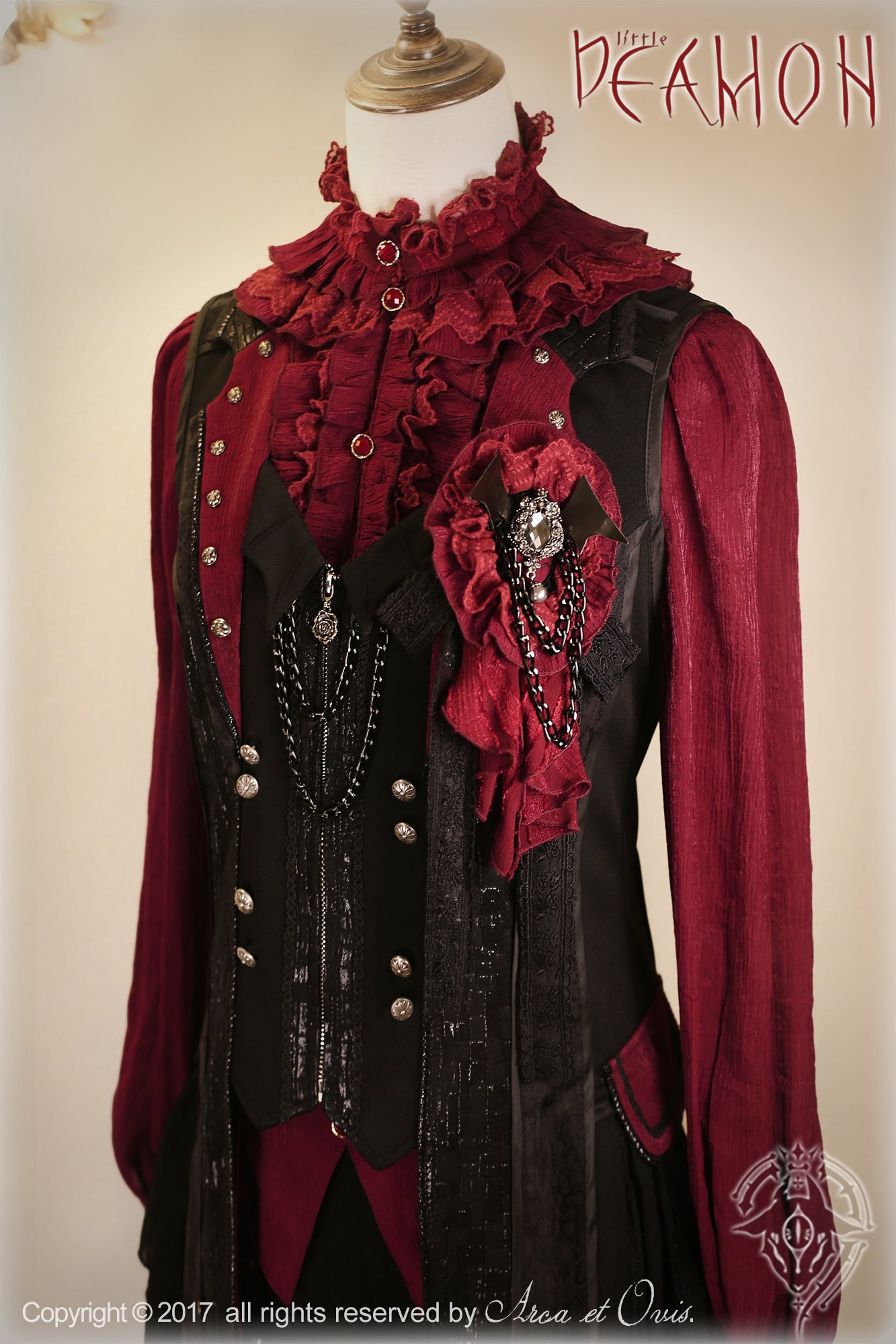 Little Devil - Ouji Lolita Long Sleeve Shirt, Ruffled Lace 44653:817391