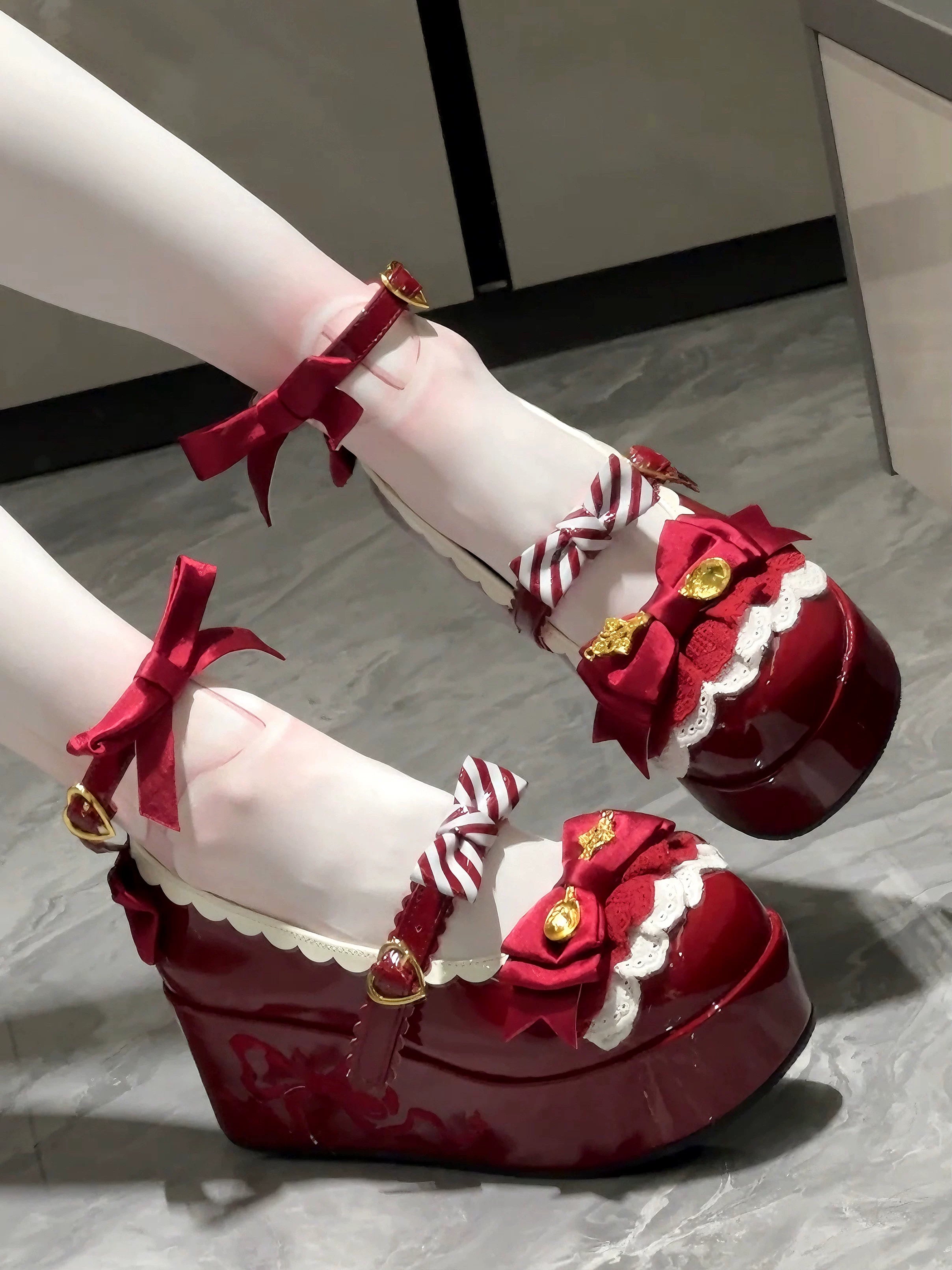 Mousse Rolls - Platform Sweet Lolita Shoes, Detachable Golden Spoon