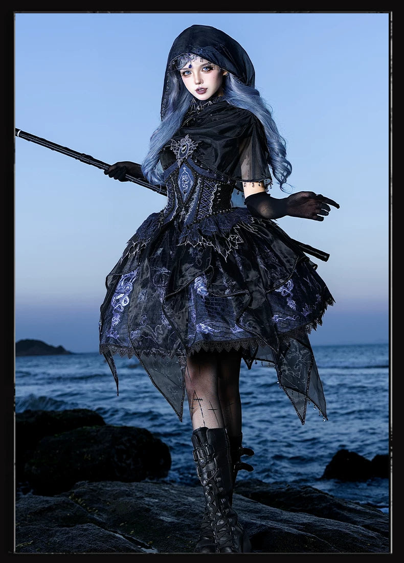 Bone Dragon - Gothic Lolita Corset JSK Dress Set with Embroidery (2XL L M S XL XS / Pre-order) 45654:856848