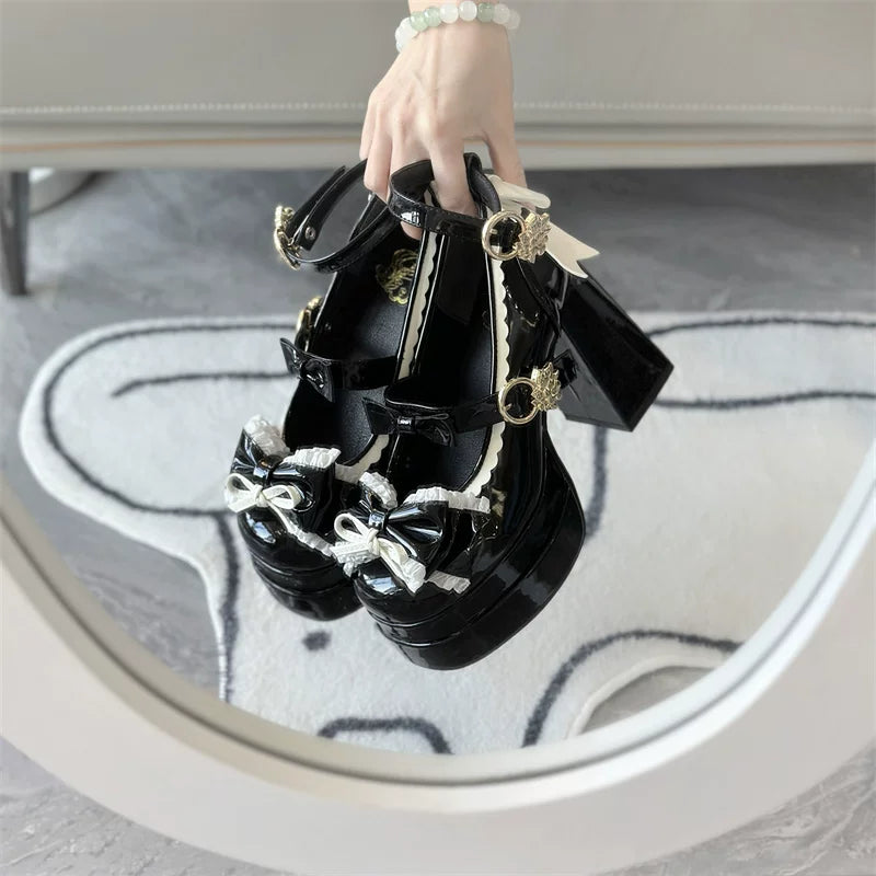 Dreamy Butterfly - Sweet Lolita Round Toe Heel Shoes, Bows & Ruffles 45139:835990