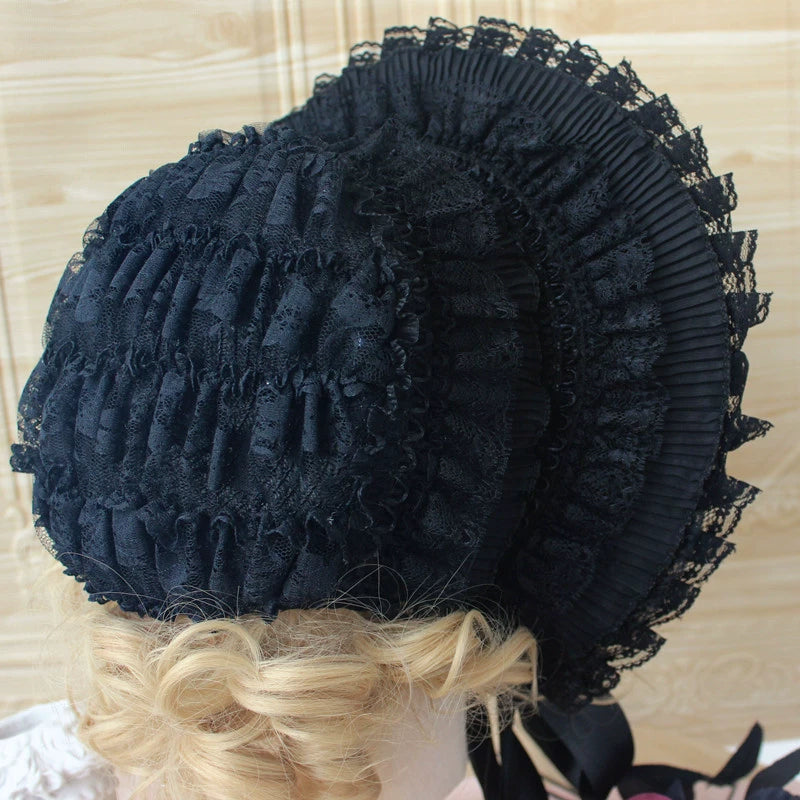 (BFM)Deer Girl~Gothic Lolita Handmade Bonnet with Bows and Beads 34420:461740