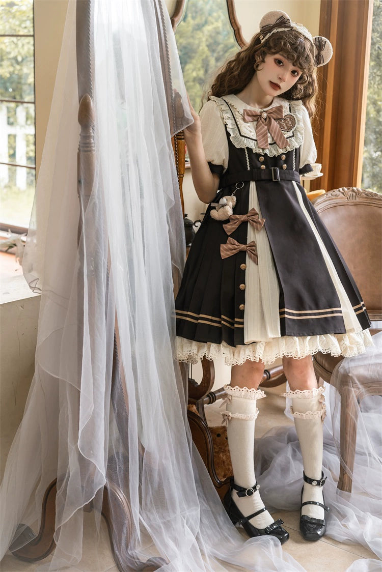 Letters from Unknown Star - Chocolate Workshop - Elegant Lolita OP Daily Short Sleeve Dress