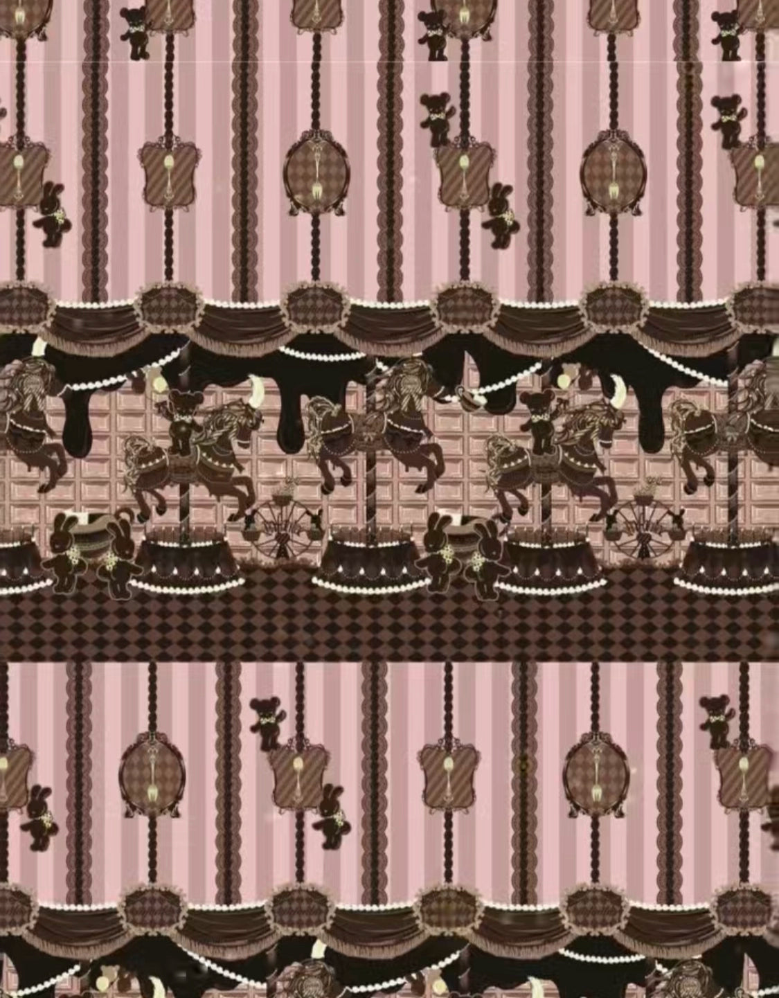 Chocolate Carousel - Peter Pan Collar Old School Lolita JSK Dress, Carousel Print 43764:785955