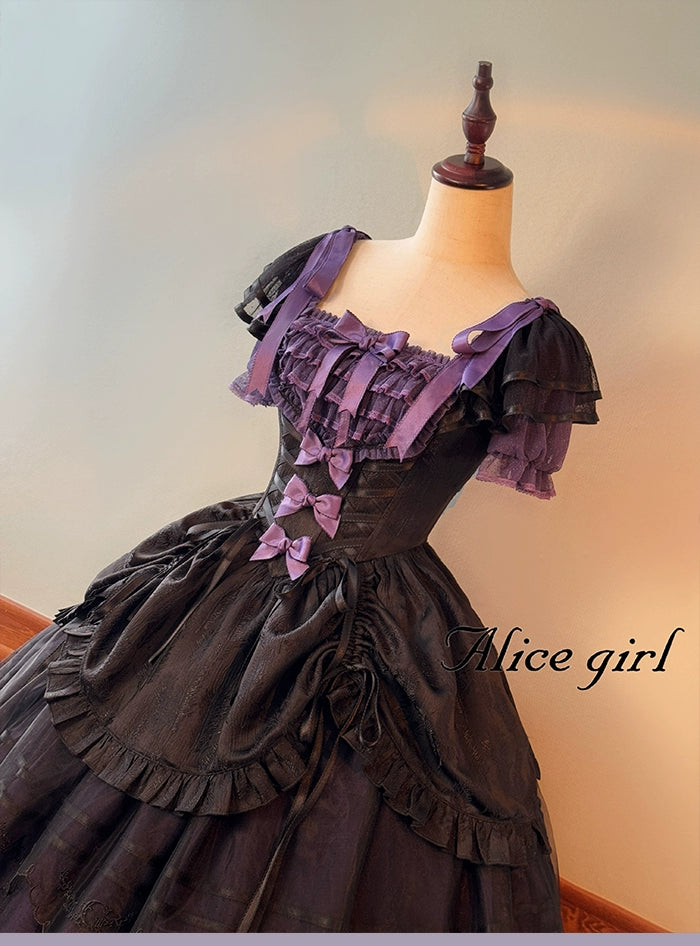 Alice Girl - Yesterday Morning Mist - Classic Lolita OP Bust-supporting Tiered Ruffles Lolita Dress