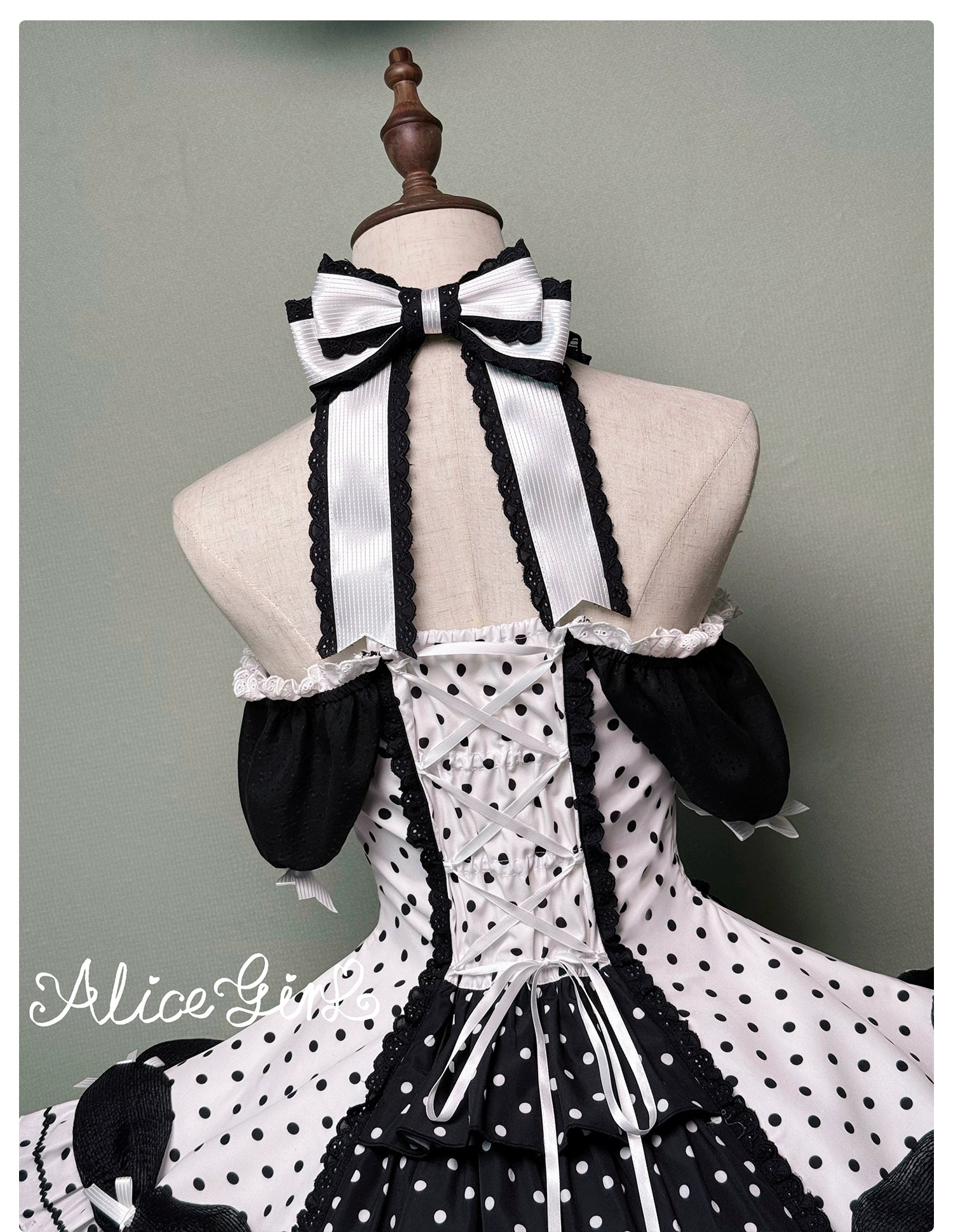 Old School Lolita Halter Neck OP Dress, Polka Dot Accent 43701:783545