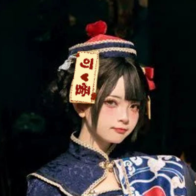 (BFM)Sakurahime~Little Zombie~Zombie Lolita Jumper Dress Cute Lolita Coat Set XS Hat navy blue color 