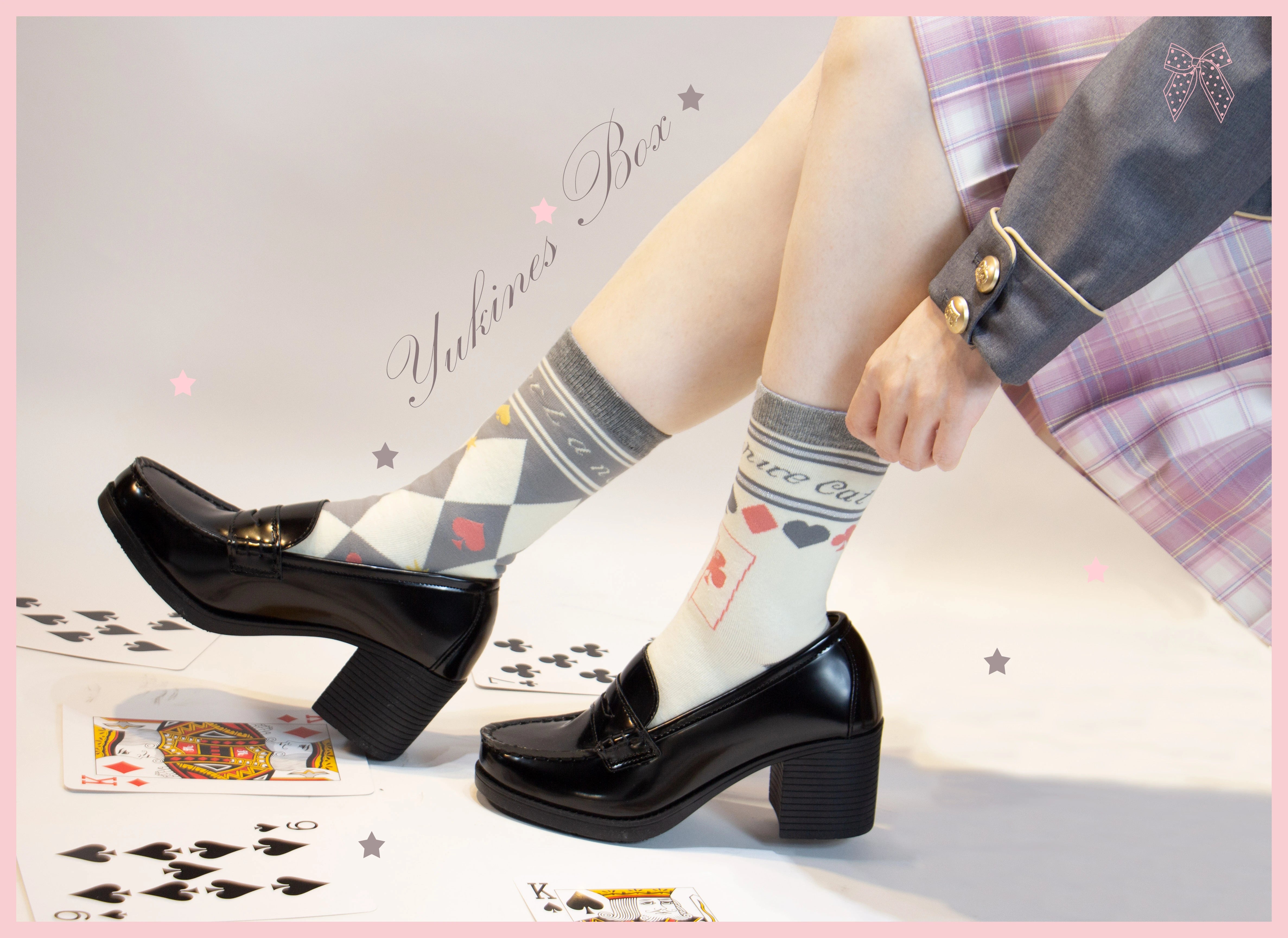 Yukines Box - Daily Lolita Cotton Asymmetric Print Socks