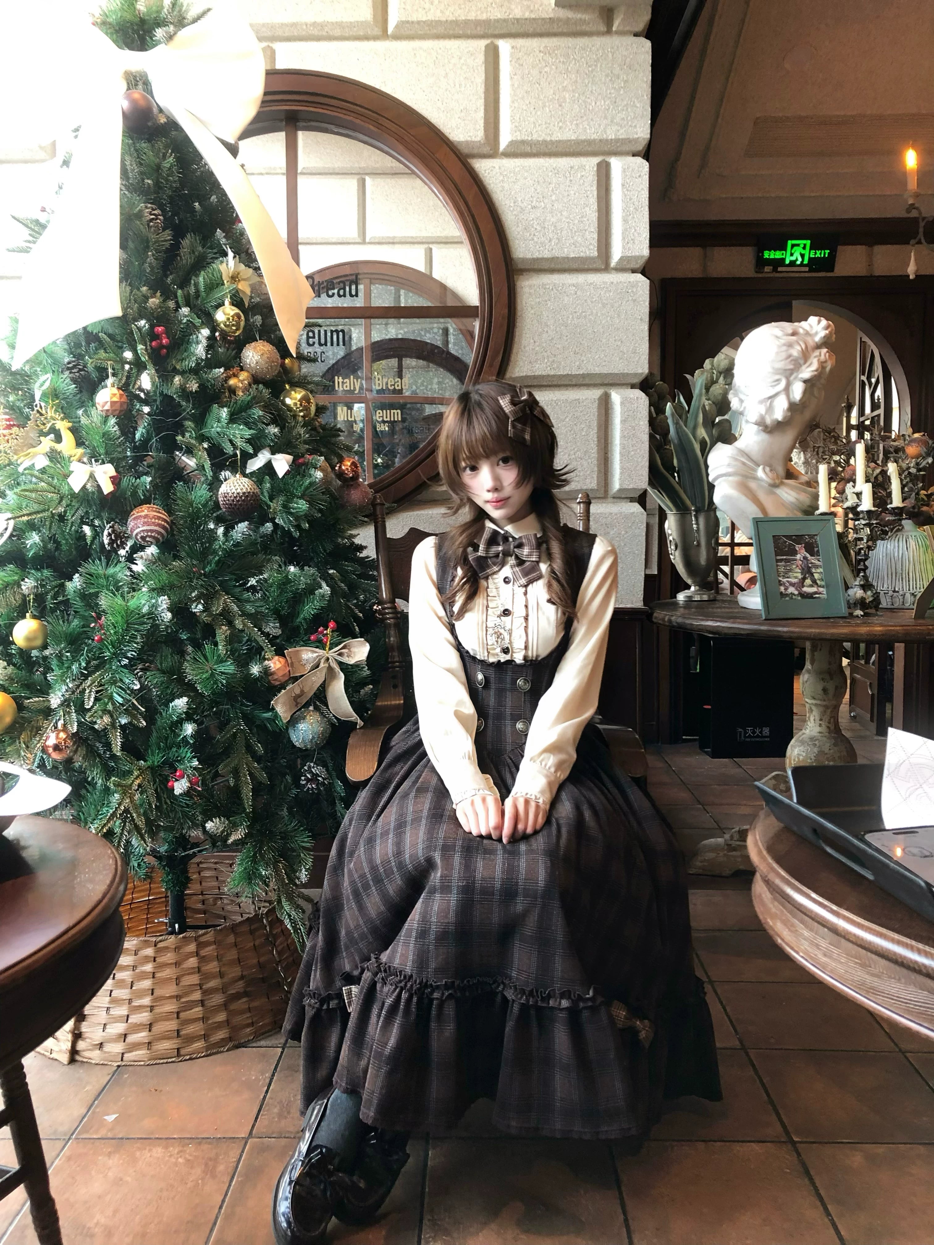 Sandwich Chocolate - Winter Classic Lolita Plaid Bust-supporting JSK & Coat Set 45903:867167