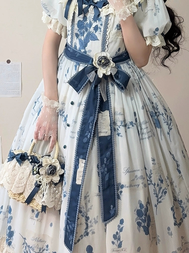 NanShengGe - Mulberry Poem - Country Lolita Printed Dress with Cardigan Set (2XL 3XL 4XL L M S XL) 42513:743202