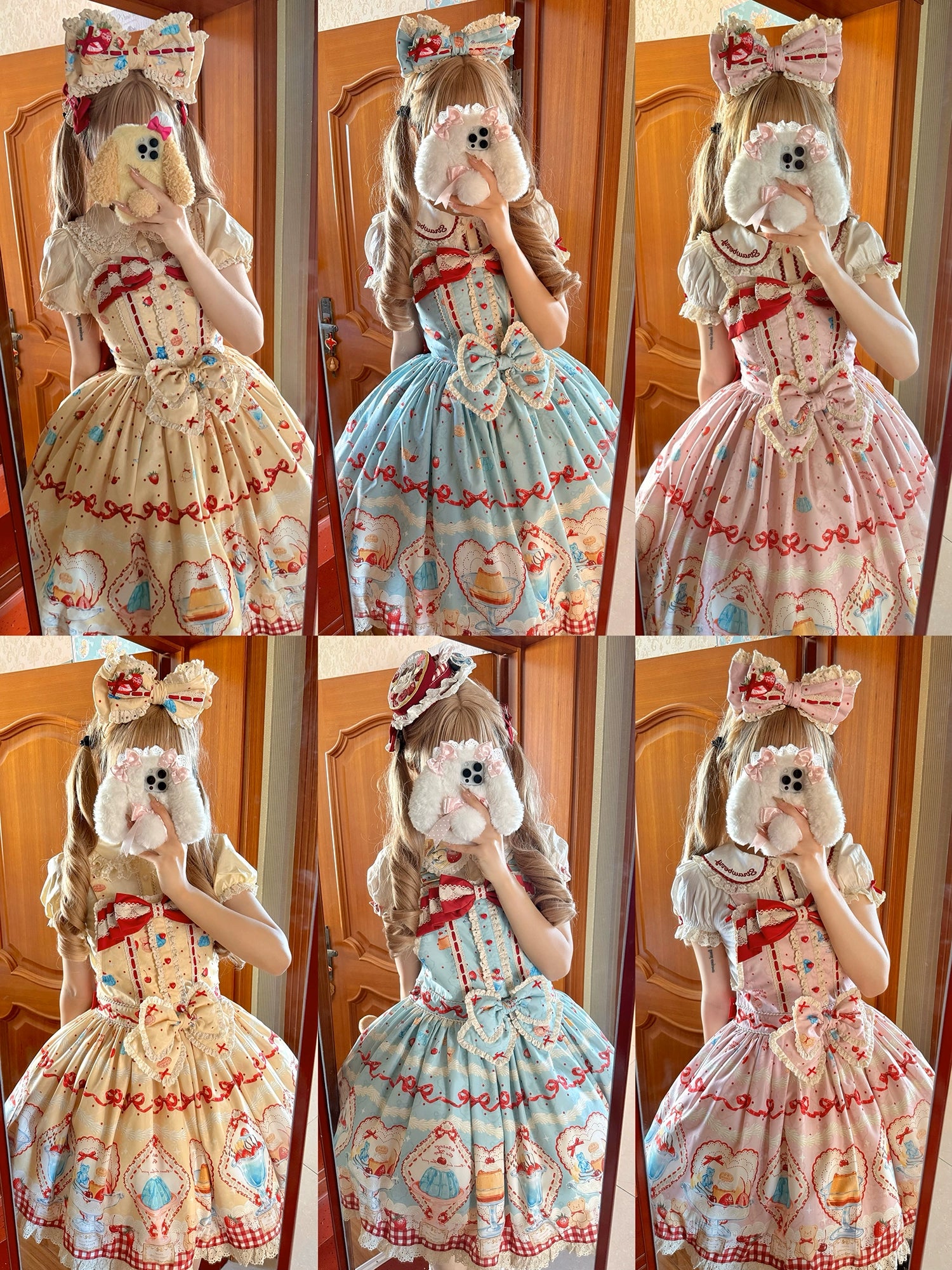 DreamWhale - Showa Dessert Showcase - Kawaii Lolita Dress Suit Pudding-Inspired JSK/Salopette 43200:771568