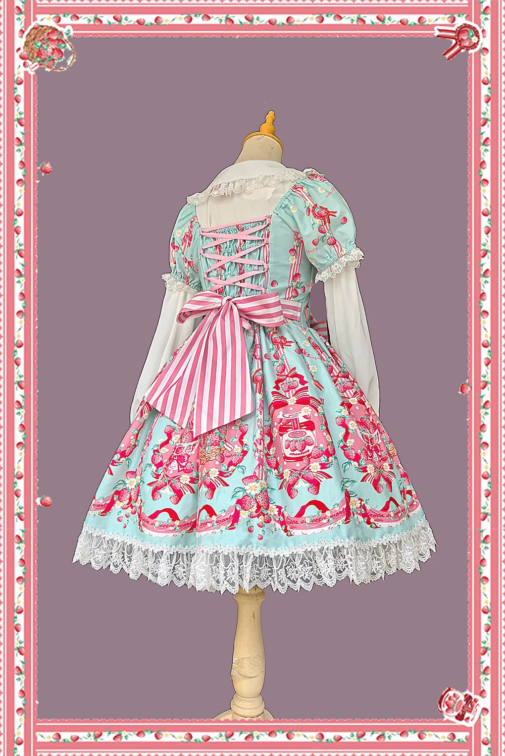 Strawberry Chef - Printed Old School Lolita Dress, Detachable Bows 44505:810407
