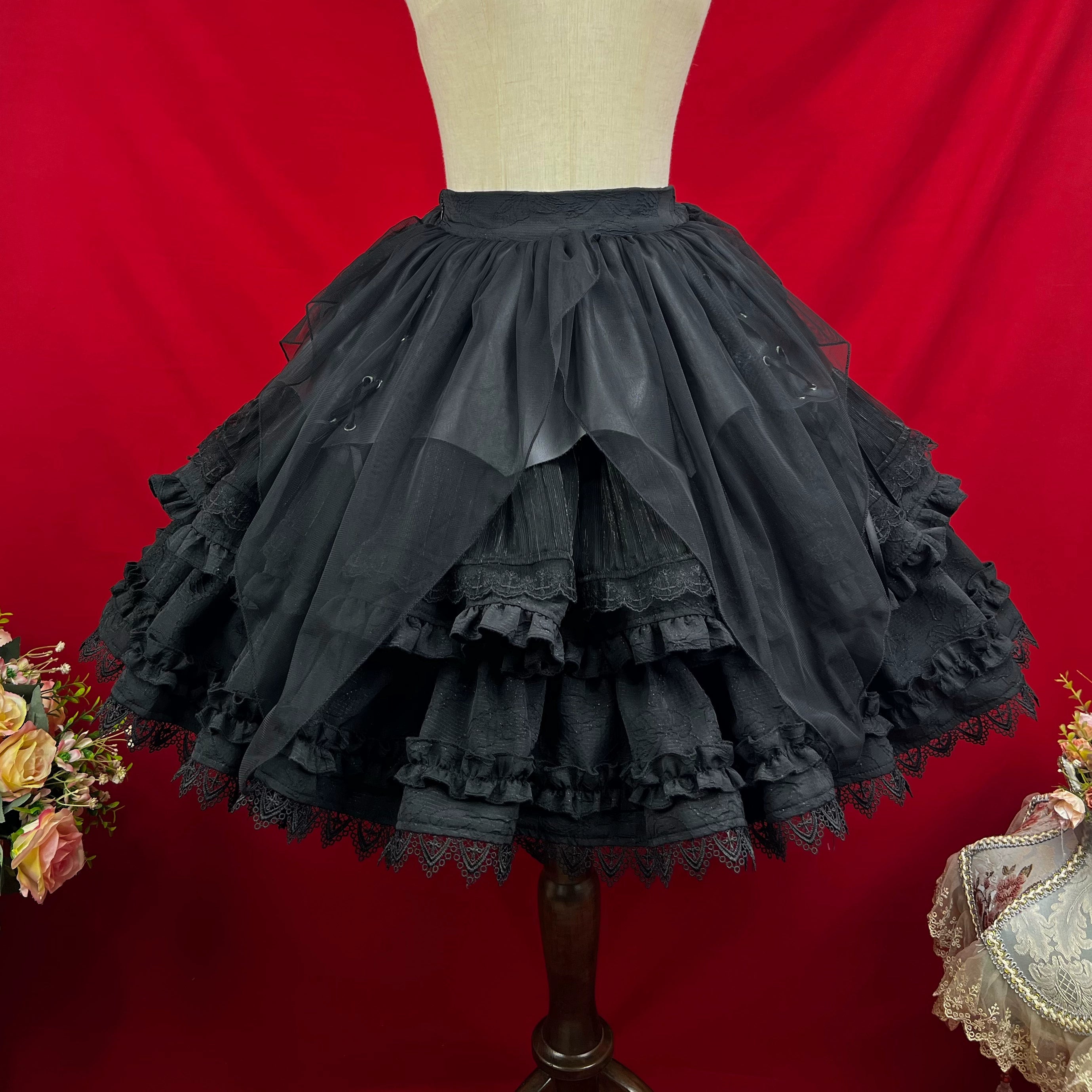 DMFS Lolita - Good and Evil Angel - Gothic Lolita SK Set Retro Princess Sleeve Blouse (2XL L M S XL) 41864:716300