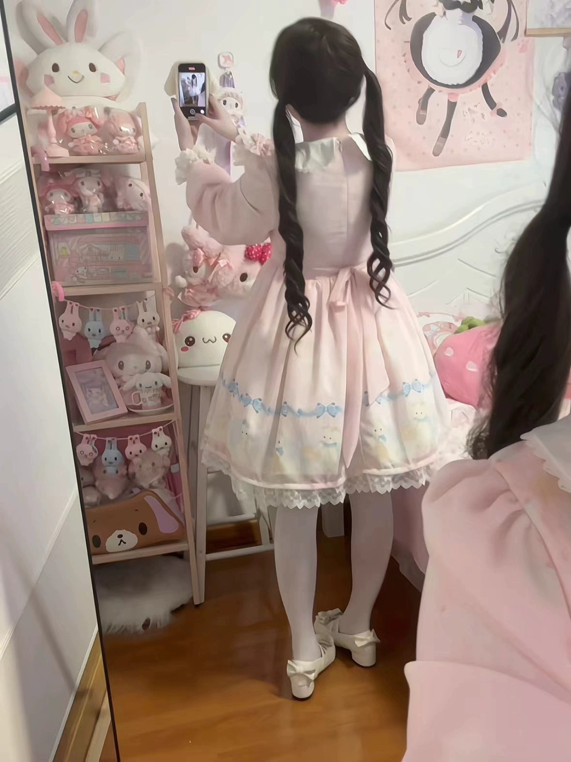 Strawberry Cake - Snow Bunny Symphony - Sweet Lolita OP Dress, Bunny & Snow Print