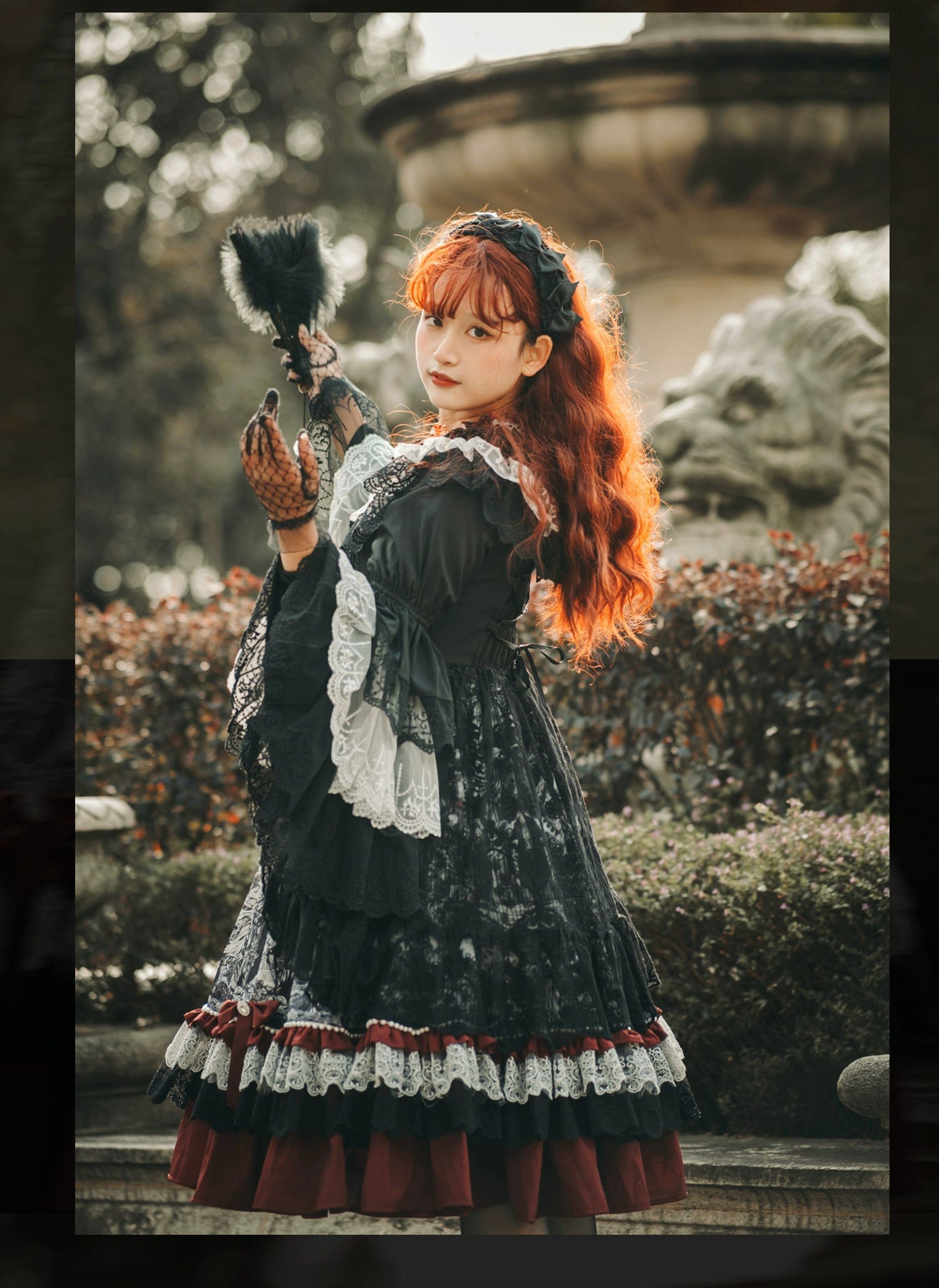 Alice in Wonderland - Undead Rider - Gothic Lolita OP Dress Winter Princess Sleeve Dress S Luxury OP full set