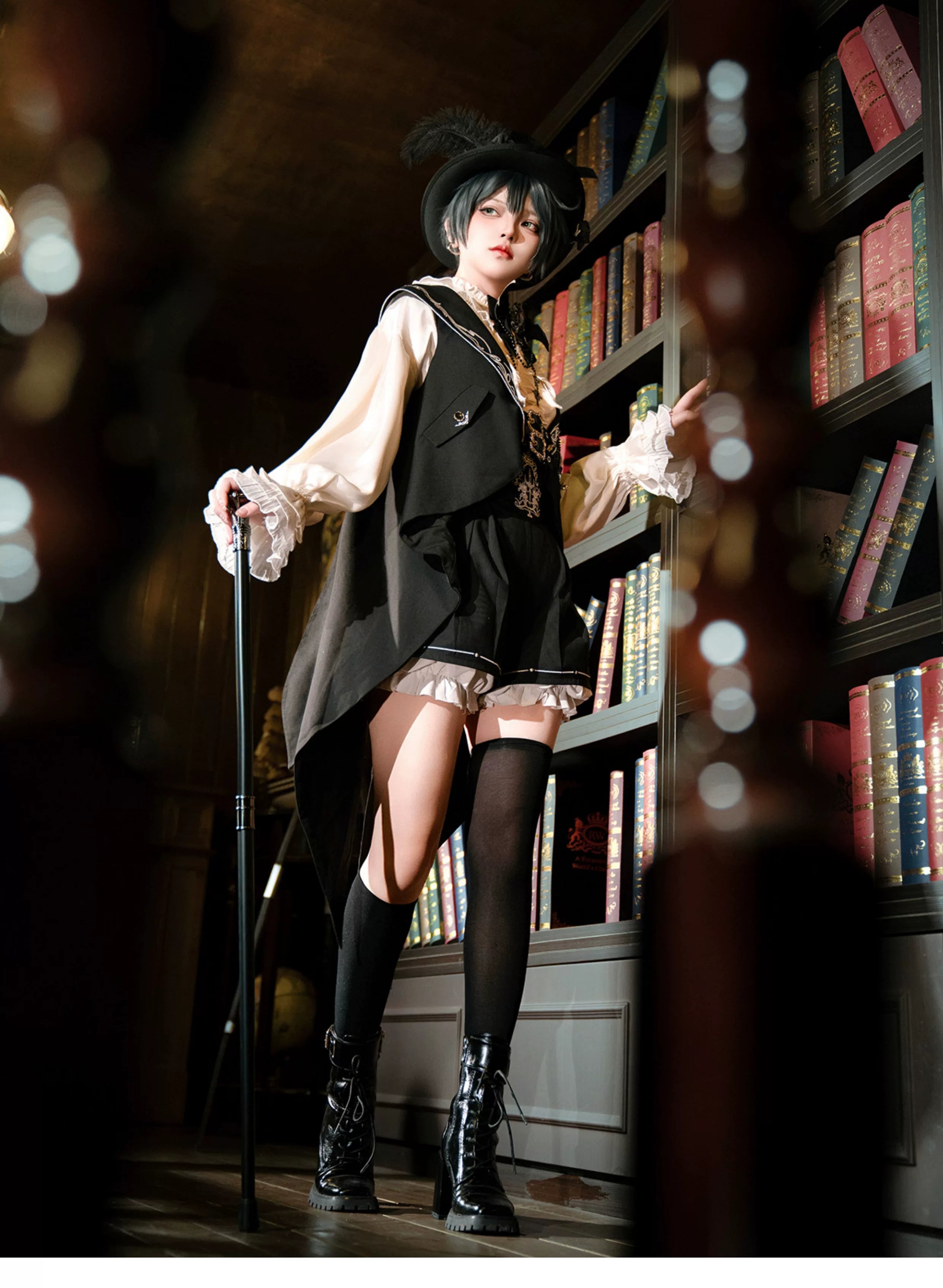 Bunny Ear Meteorite - Embroidered Ouji Lolita Set, Hooded Vest 44899:826884