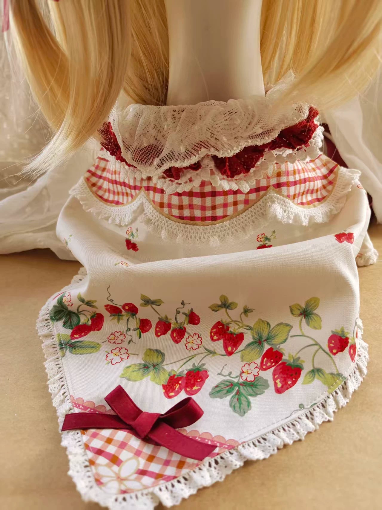 Cranberry and Lucky Clover - Cotton Sweet Lolita JSK Dress, Strawberry and Floral Print 45296:846325
