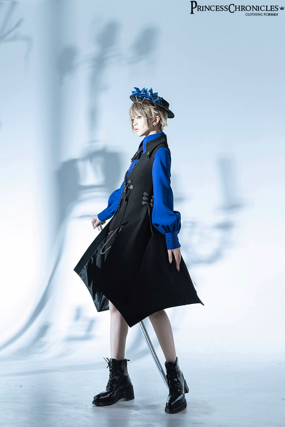 Princess Chronicles - Crimson Ash Zero - Ouji Lolita Vest Handsome Slim Long Black Vest