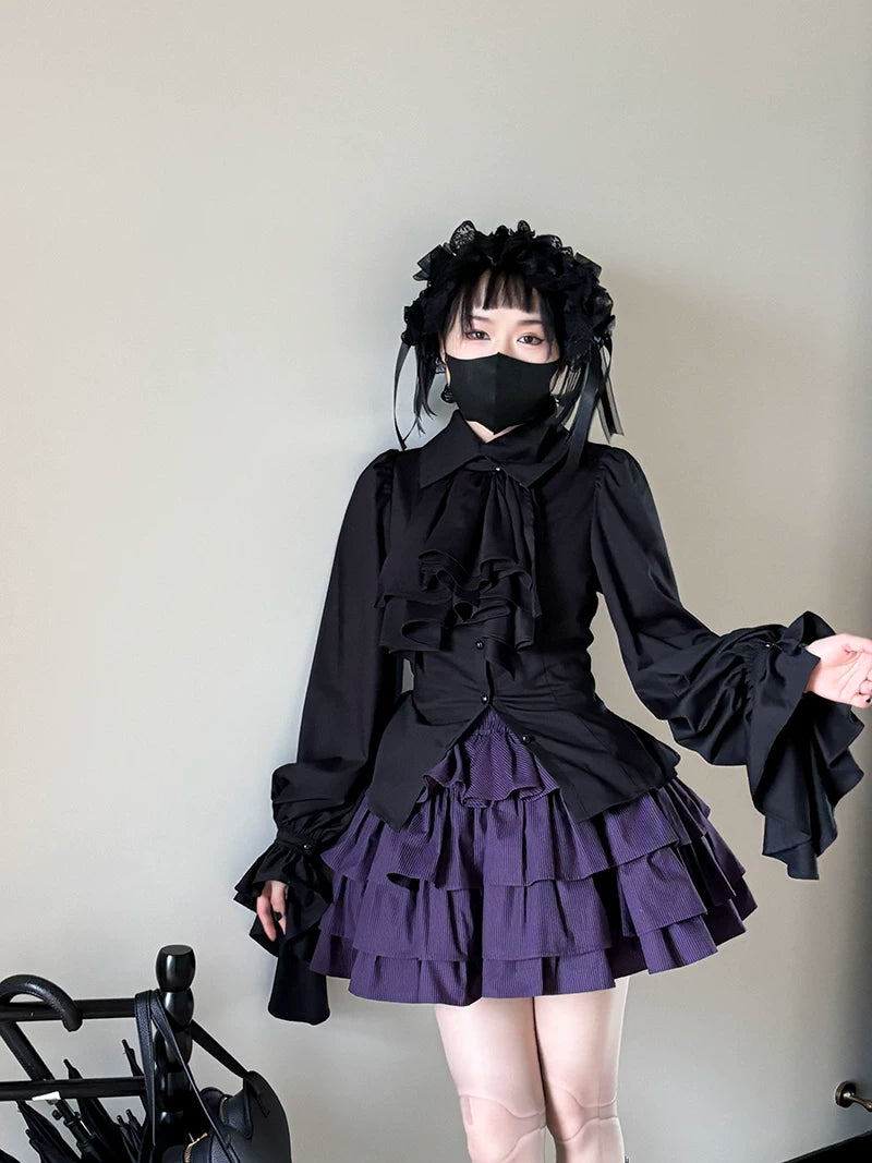 A Tiny Cake - Doll-like Velvet Lolita Skirt, Tiered Skirt (L M S) 44618:814503