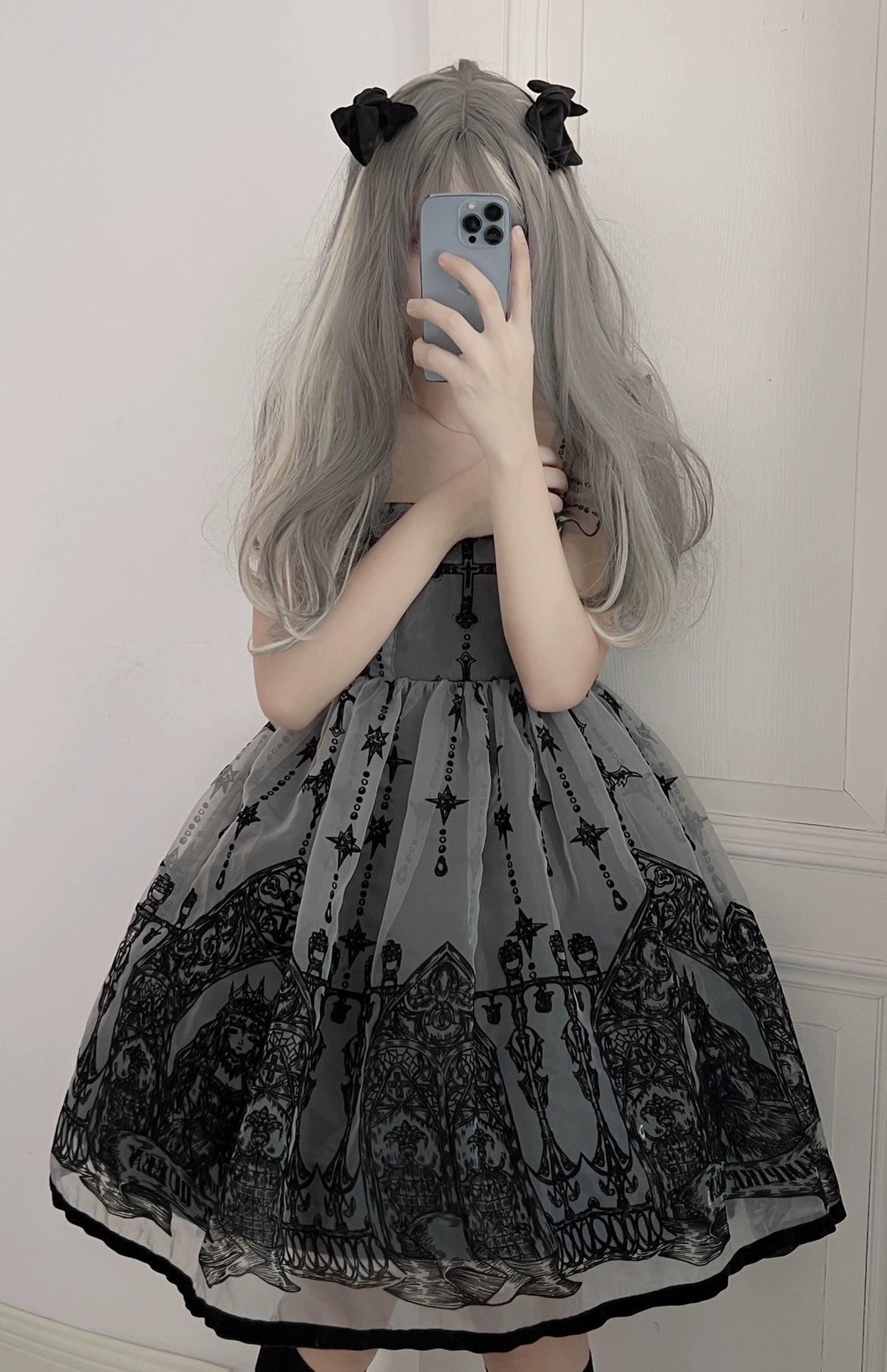 Sugar Girl - Cross Witch - Gothic Lolita Jumper Dress Suspender Dress S Side clip (a pair)