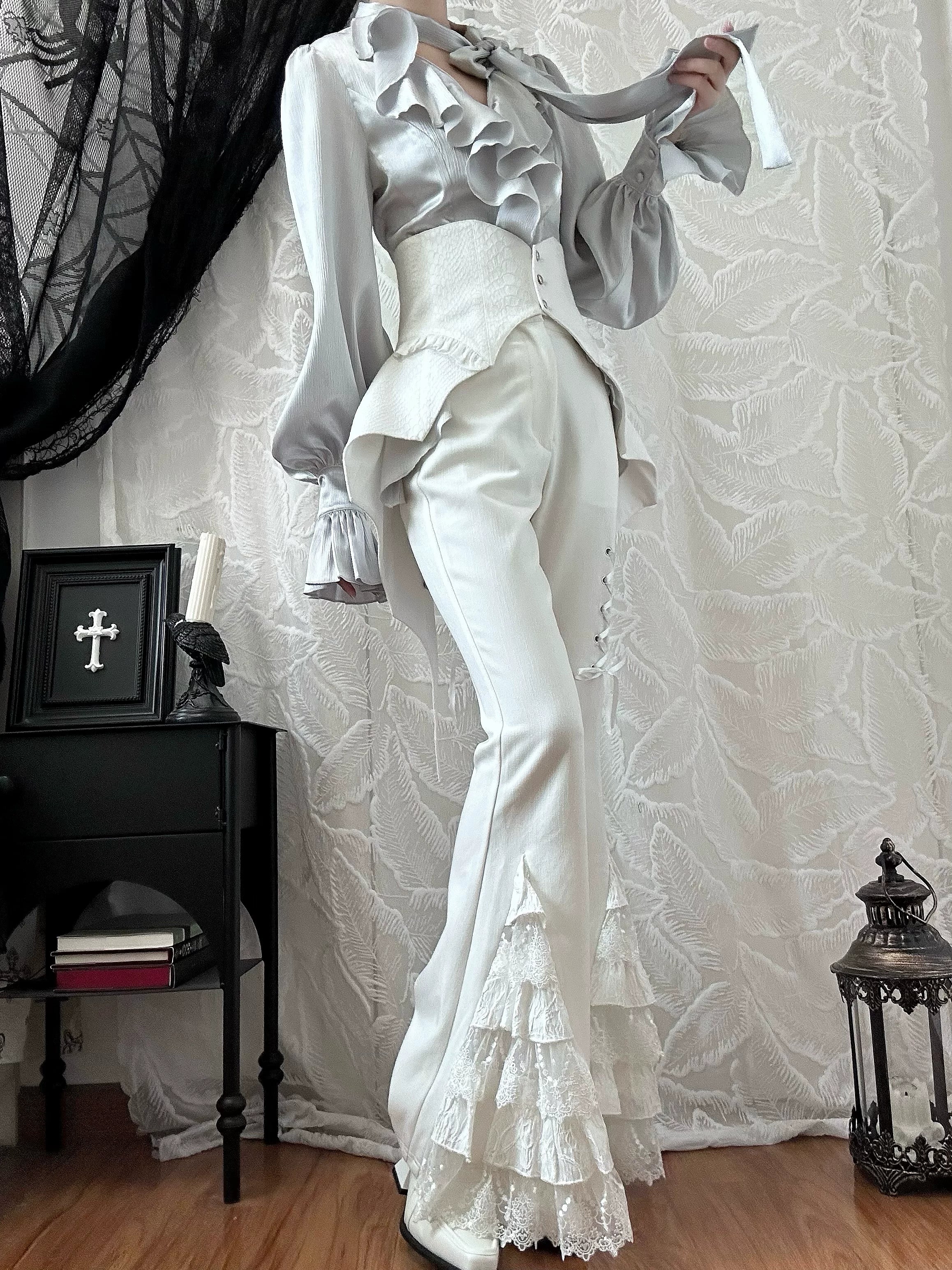 Blue Moon Bone Erosion - Gothic Lolita Waist Cincher, Bat Wing Hem 44453:809533