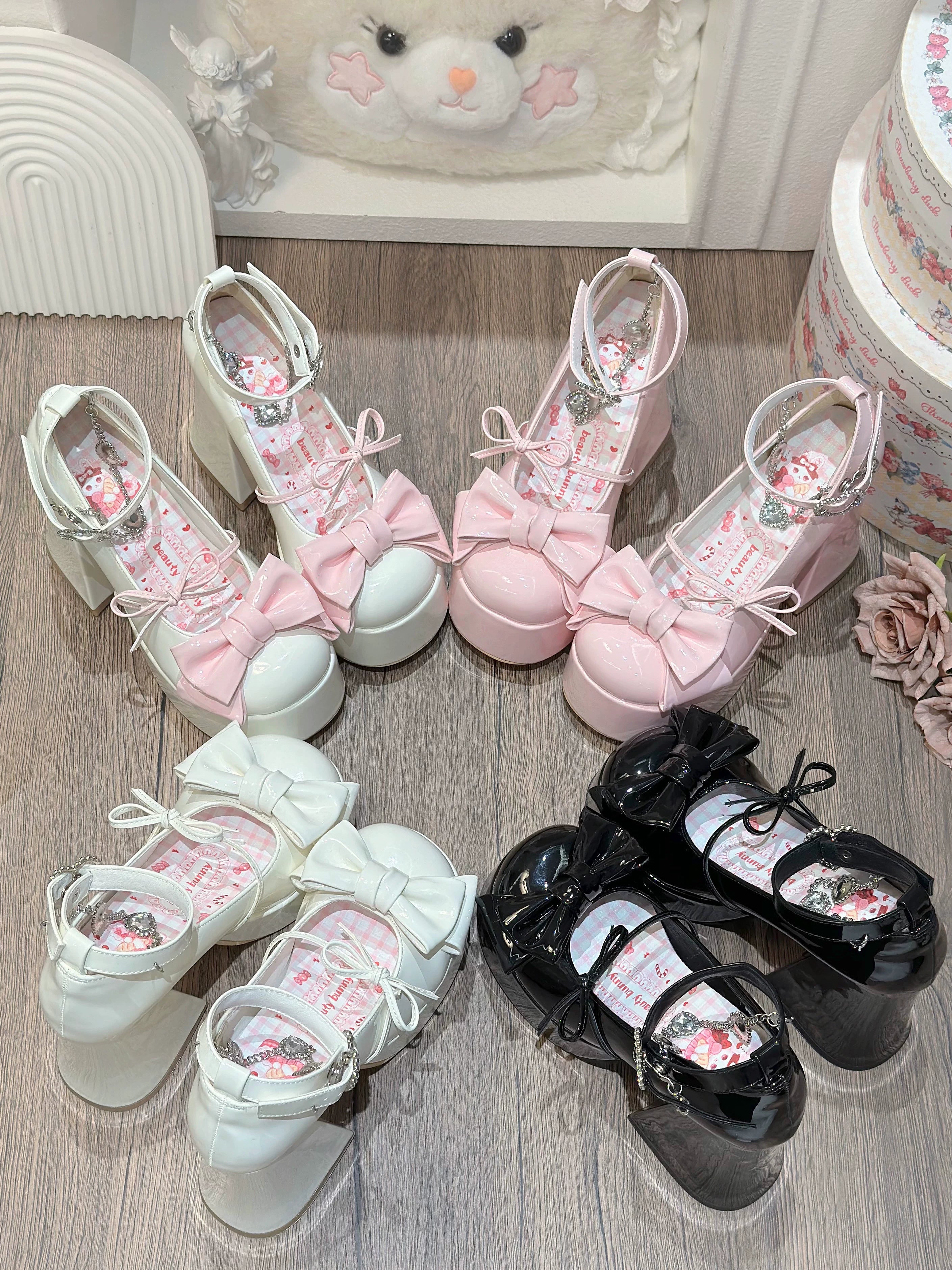 Princess Dudu - Sweet Lolita Heels Shoes, Rhinestone Chain