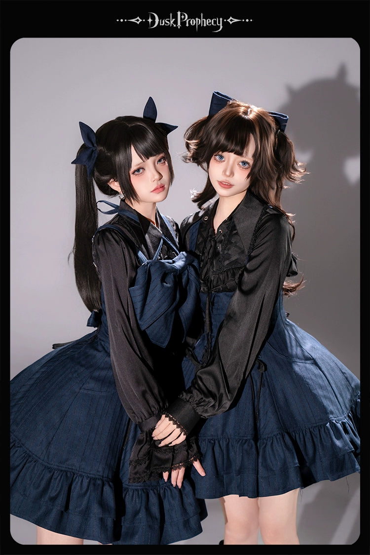 DuskProphecy - Heron - Classic Lolita Striped JSK Dress, Halter Neckline 44313:802907