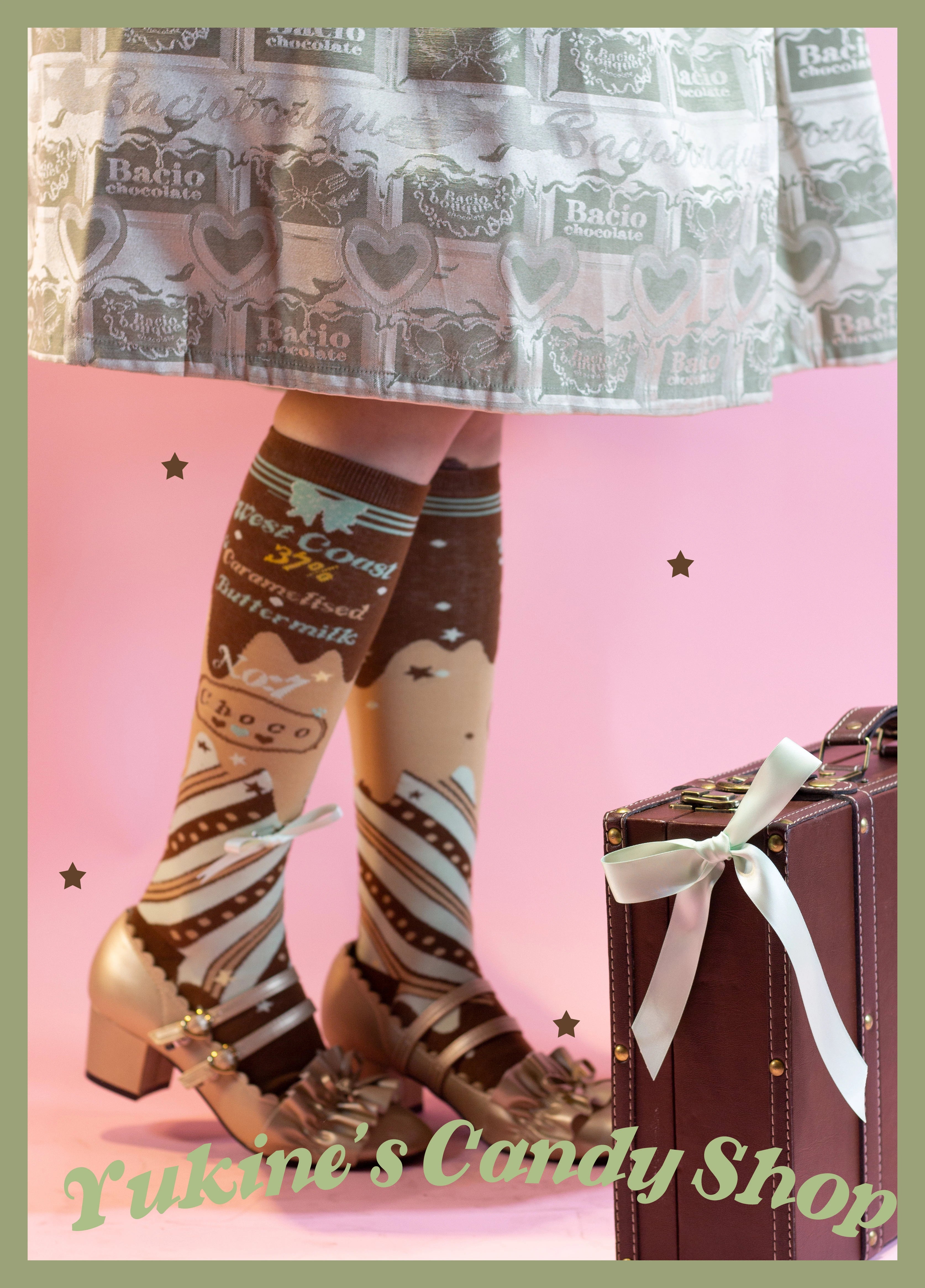 Yukines Box~Kawaii Lolita Chocolate Color Cotton Socks 22190:323726