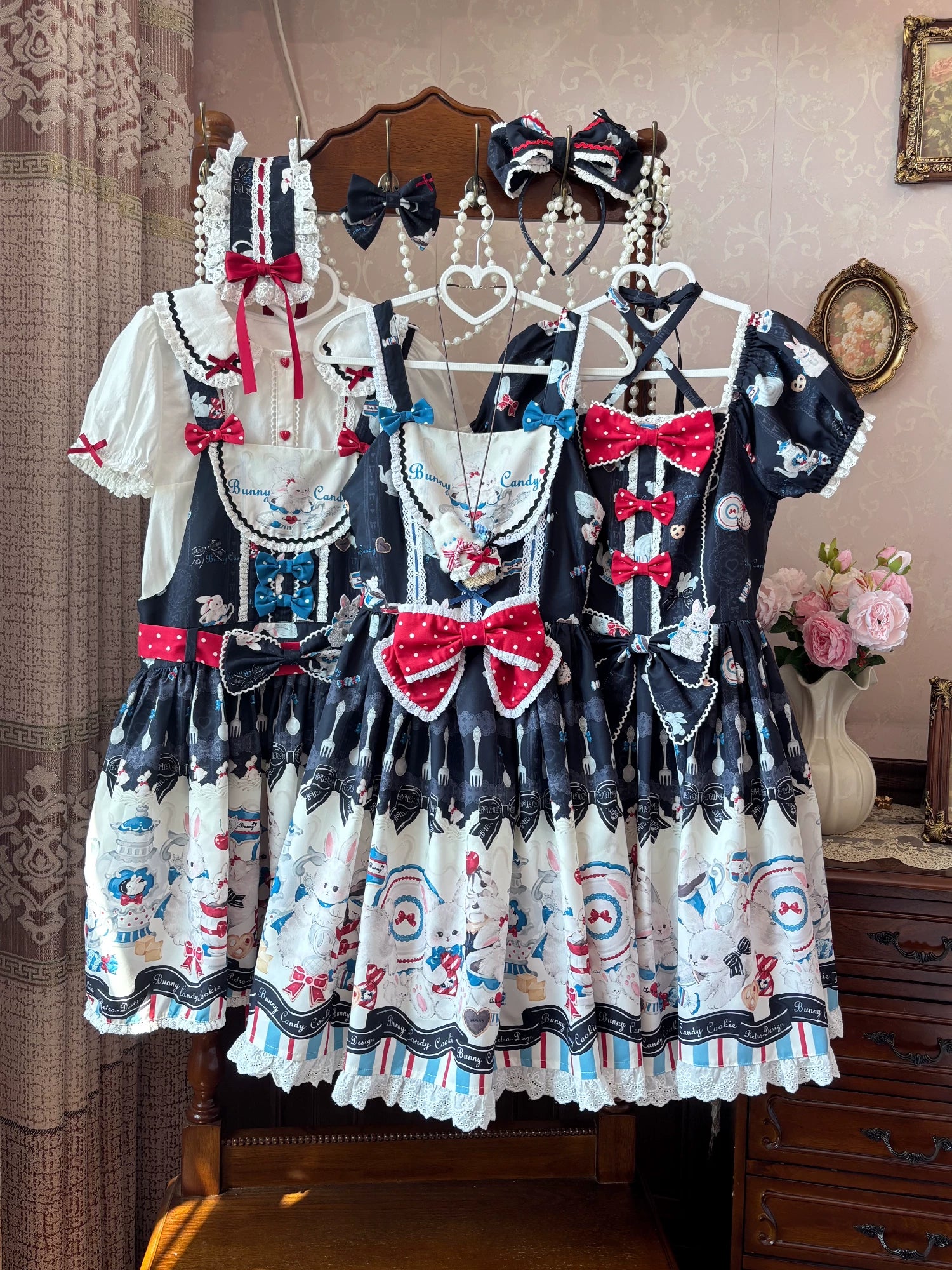 Myth Rabbit Tea Party - Sweet Lolita Dress Set, Bunny Print JSK 44460:809480
