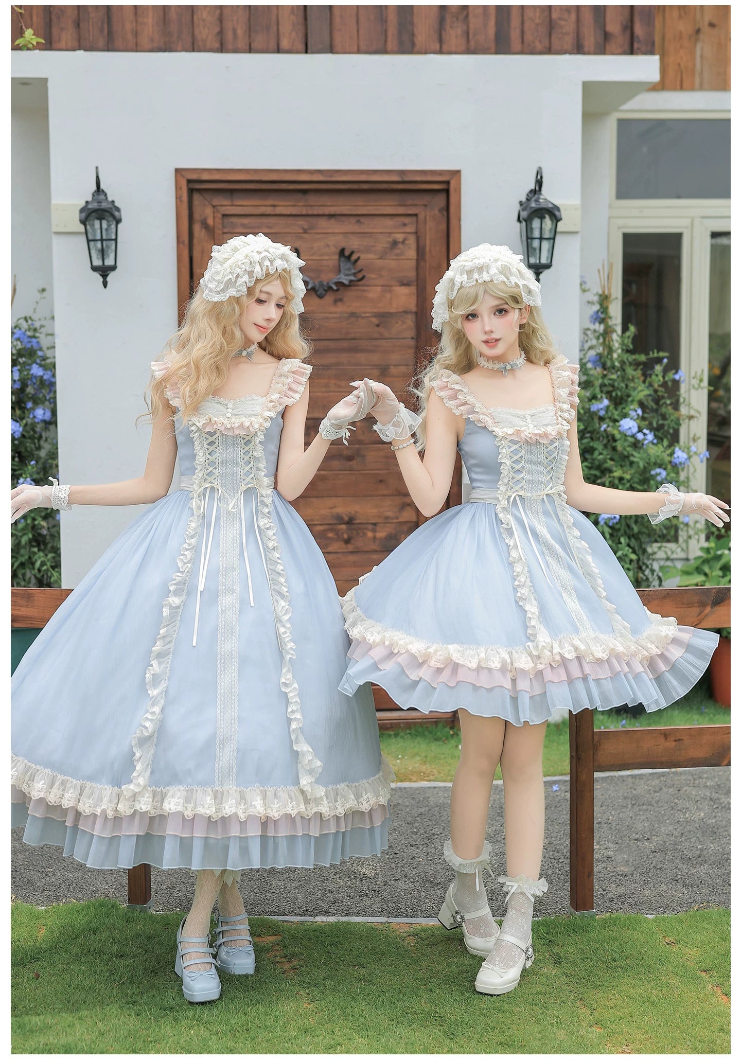 Island Diary - Classic Lolita Flutter Sleeve JSK Dress, Ruffled Lace 45533:855155