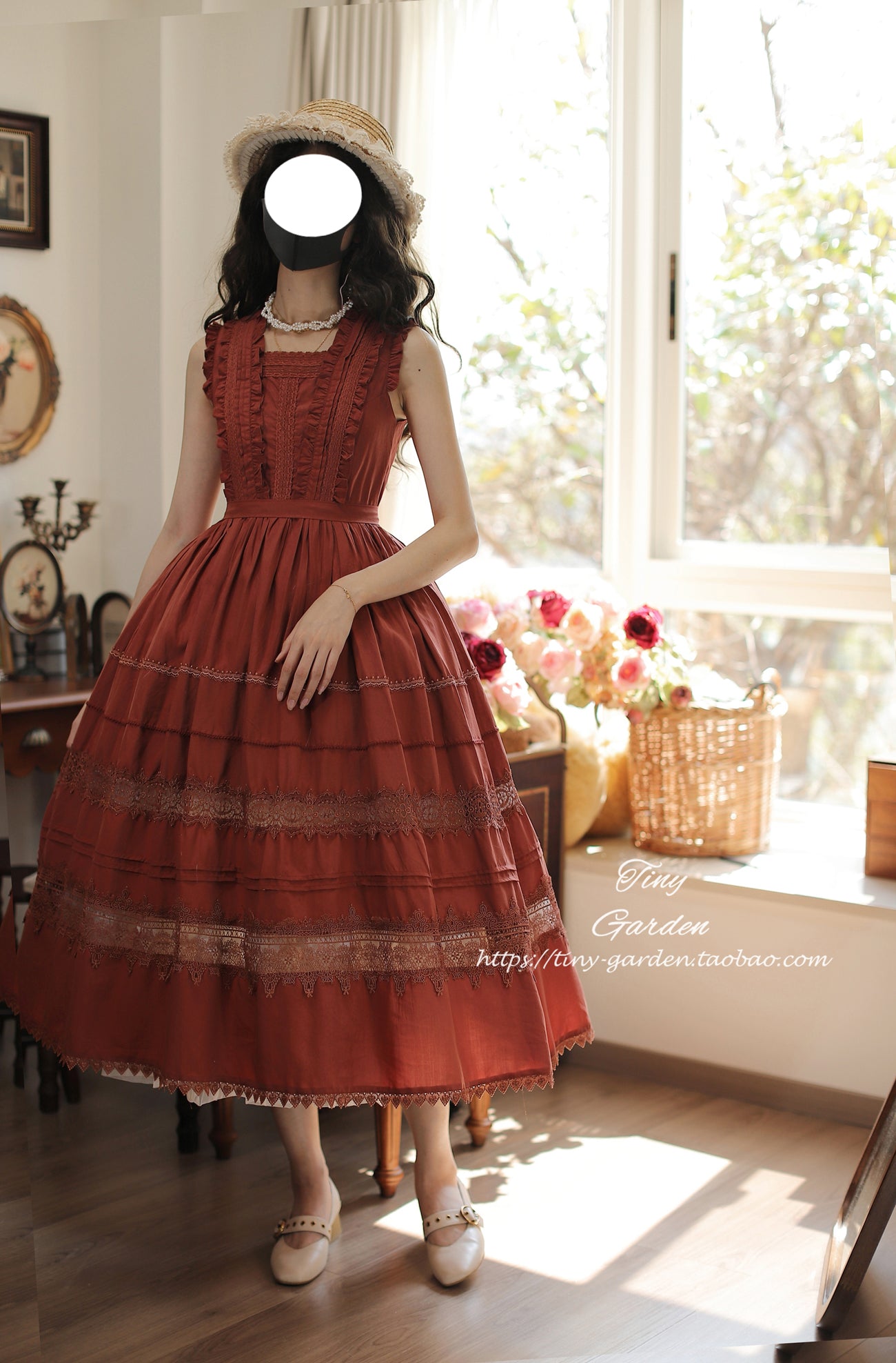 Tiny Garden~Spring Whisper~Solid Color Classic Lolita JSK Dress with Tulle Apron 42655:748183