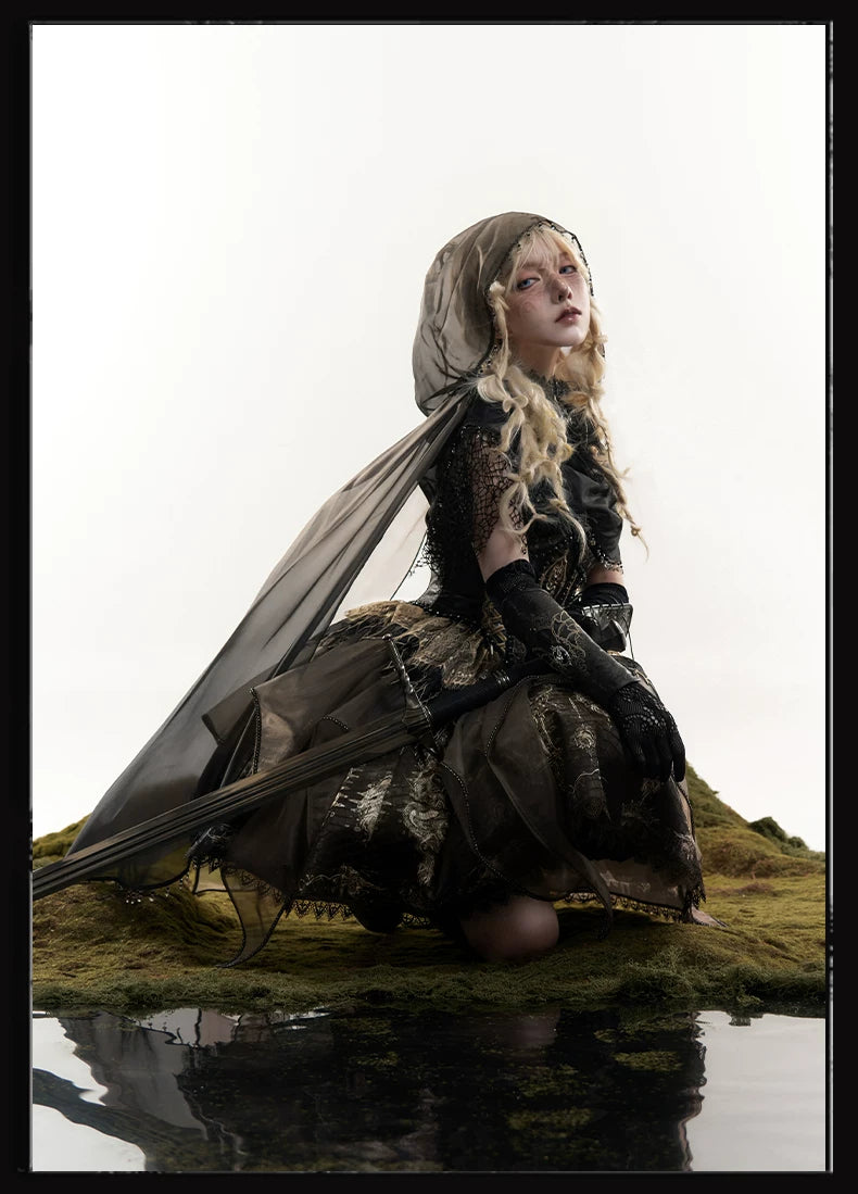 Bone Dragon - Gothic Lolita Corset JSK Dress Set with Embroidery 45654:856816