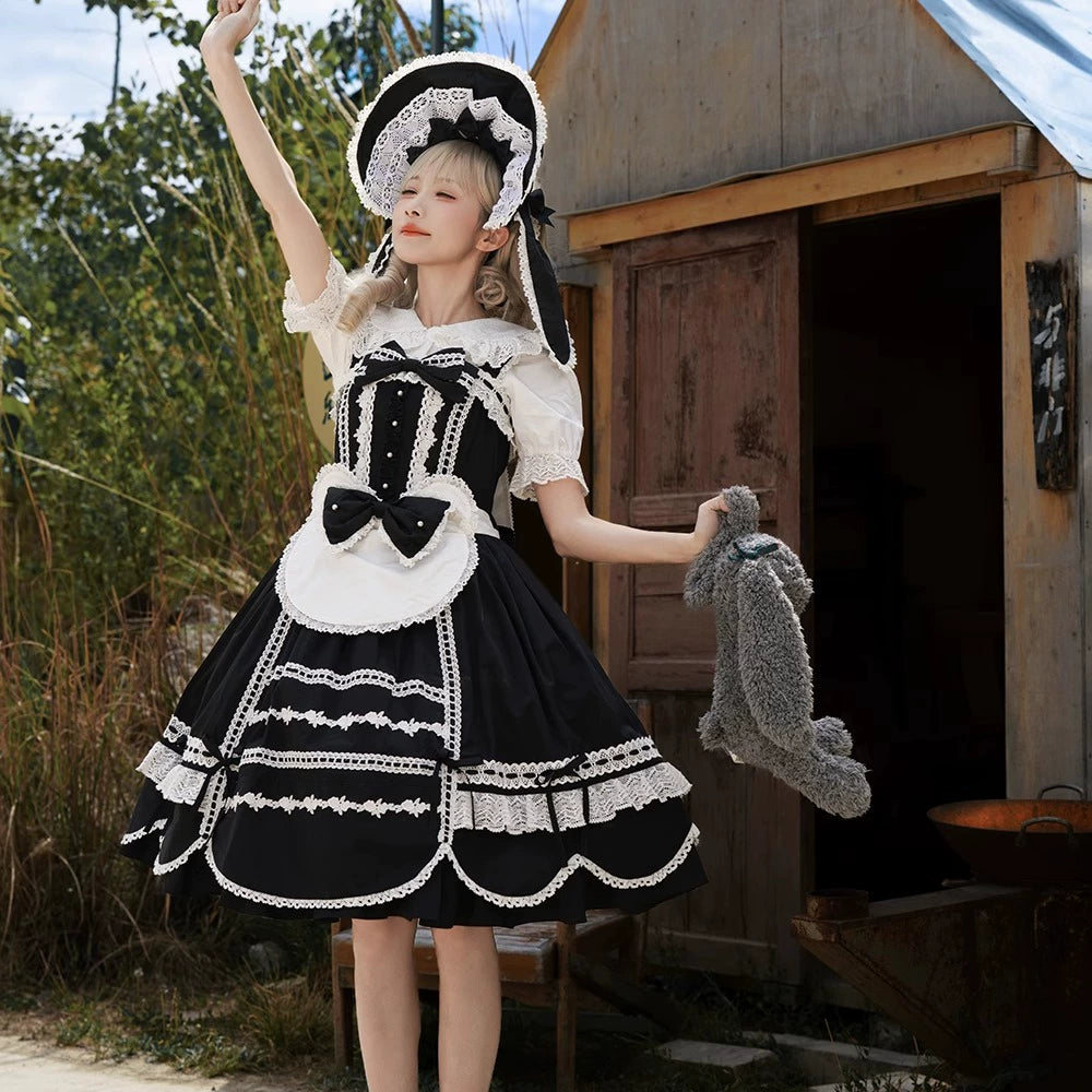Miss Point - Vintage Petal Rabbit - Old School Lolita Headdress Suit With Bunny Ear 43134:766724