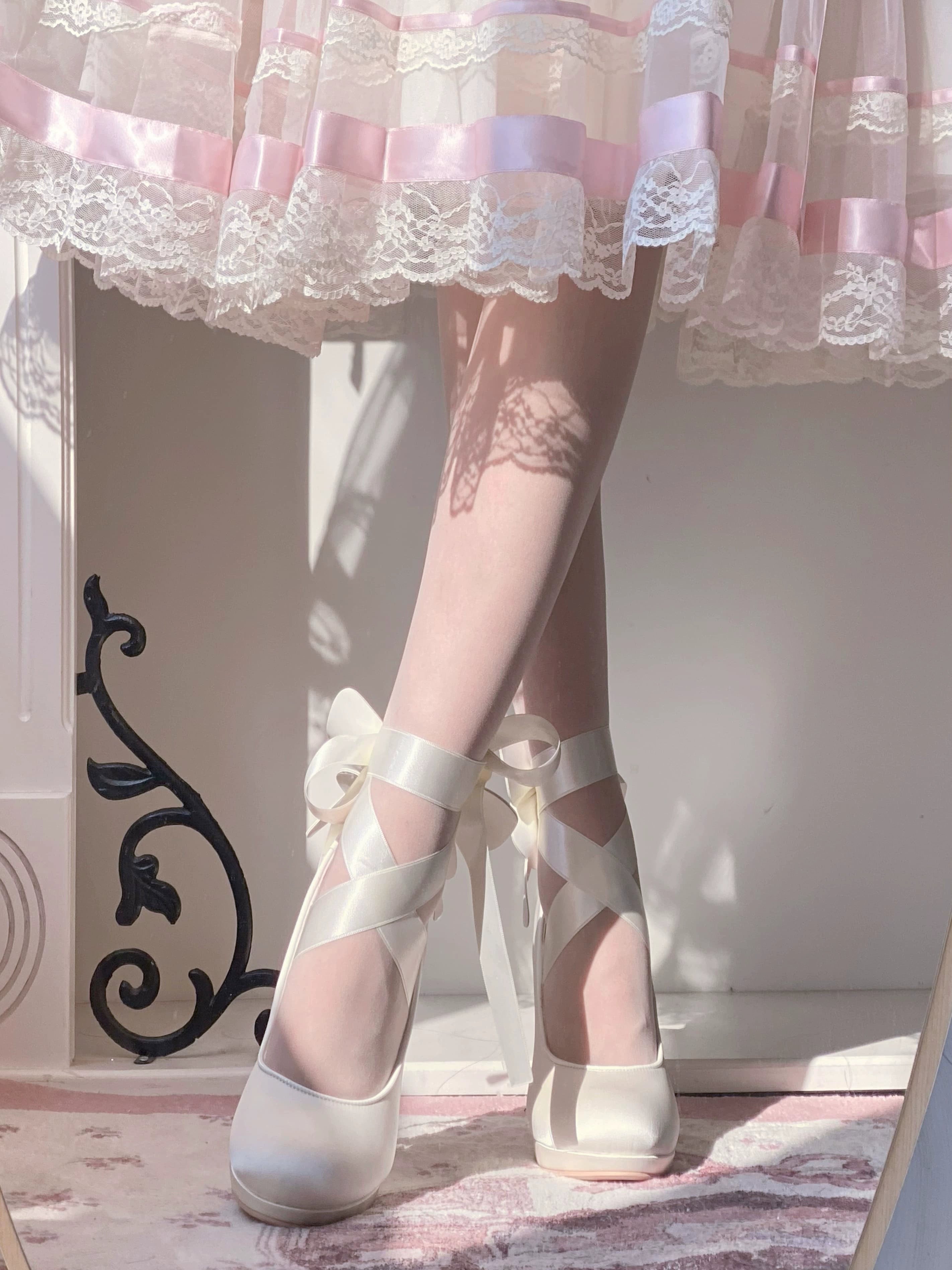 Pure Tea For Dream - Butterfly Specimen - Ballet Style Lolita Shoes Elegant Platform Lolita Heels