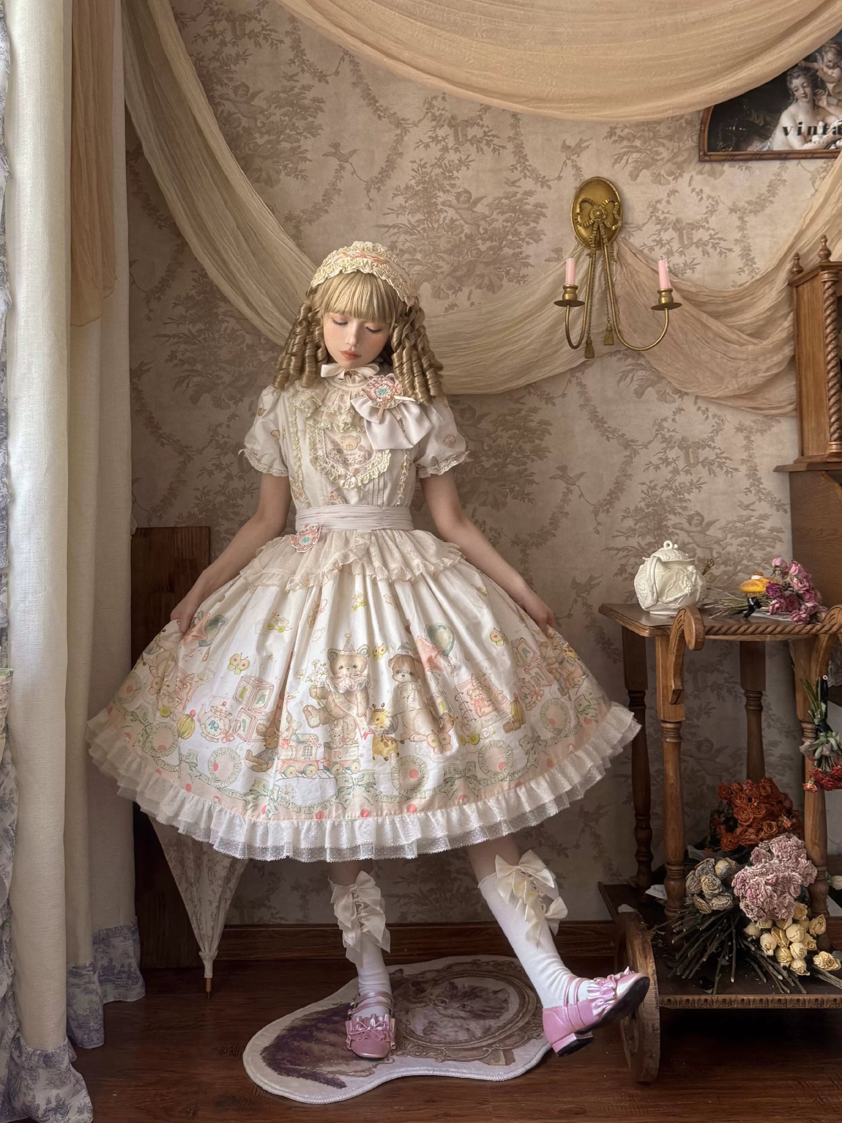 Toy Box - Doll-like Kawaii Lolita OP Dress, Toys Print (L M S XL) 44494:812823