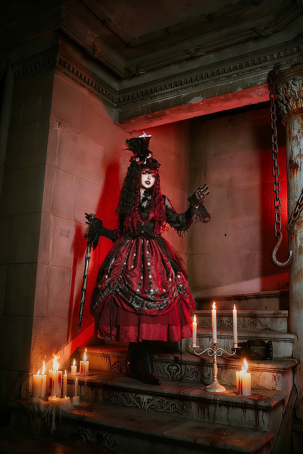 Moonnight Return - Gothic Lolita Long Vest, Embroidered Collar 44582:813816