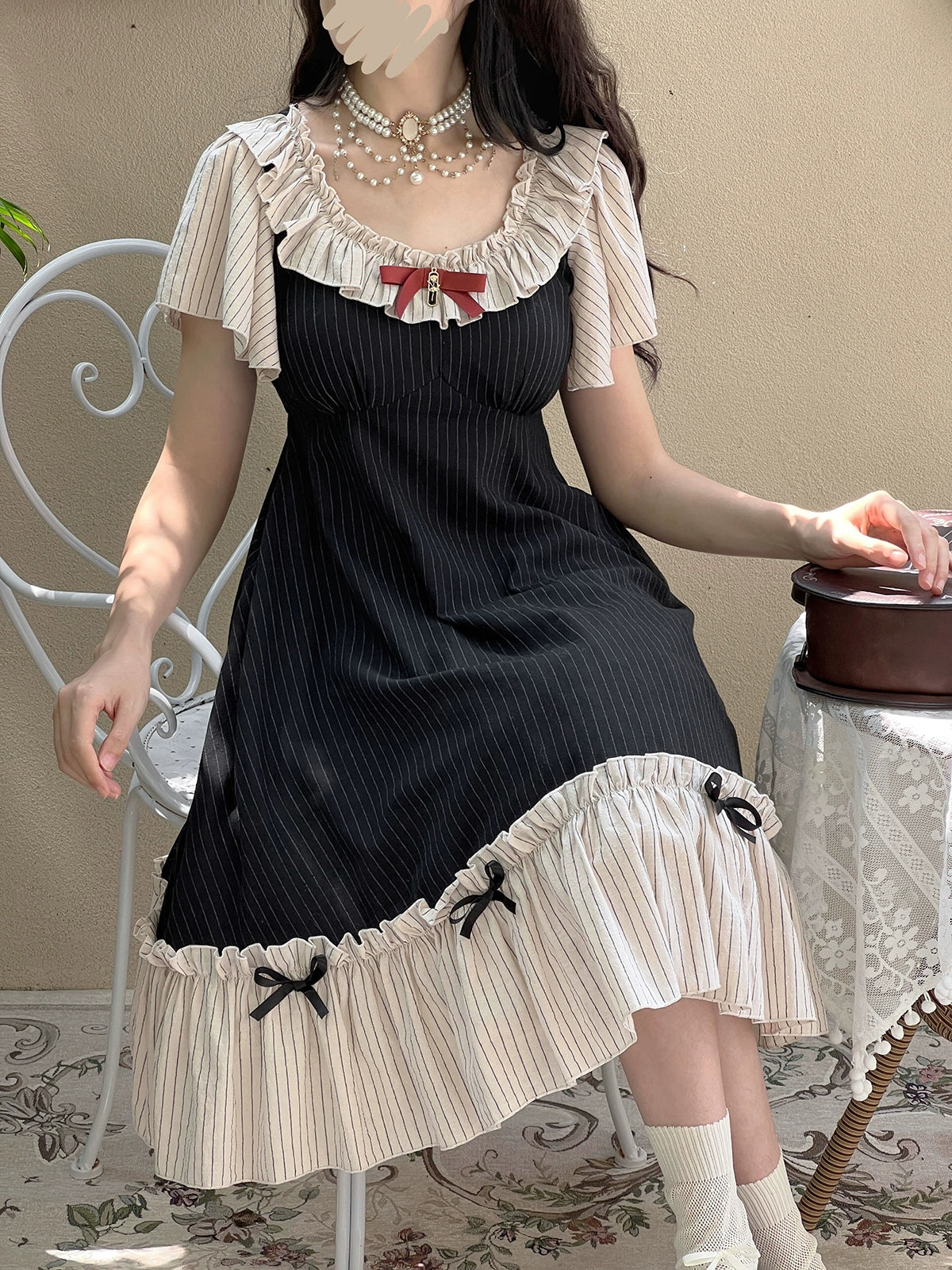 EESSILY~Cotton Plus Size Lolita OP Dress With Pockets & Detachable Bra Pads 43277:773504