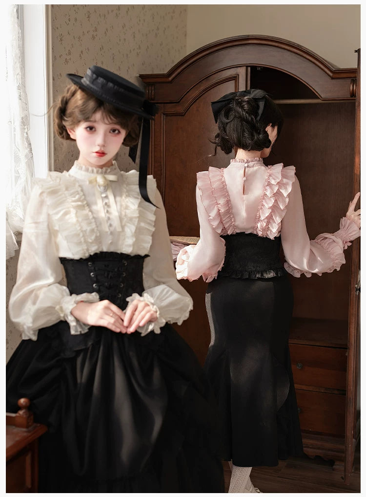 Miss Laura - Versatile Classic Lolita Blouse, Lattern Sleeves 44703:819339