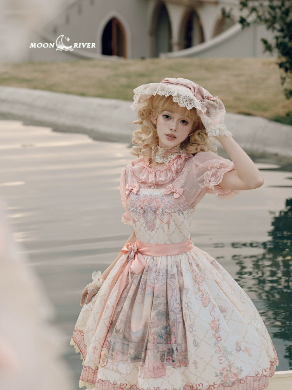 Moon River - Swan Lake Mirror - Pink Sweet Lolita Print JSK Dress 43705:783381