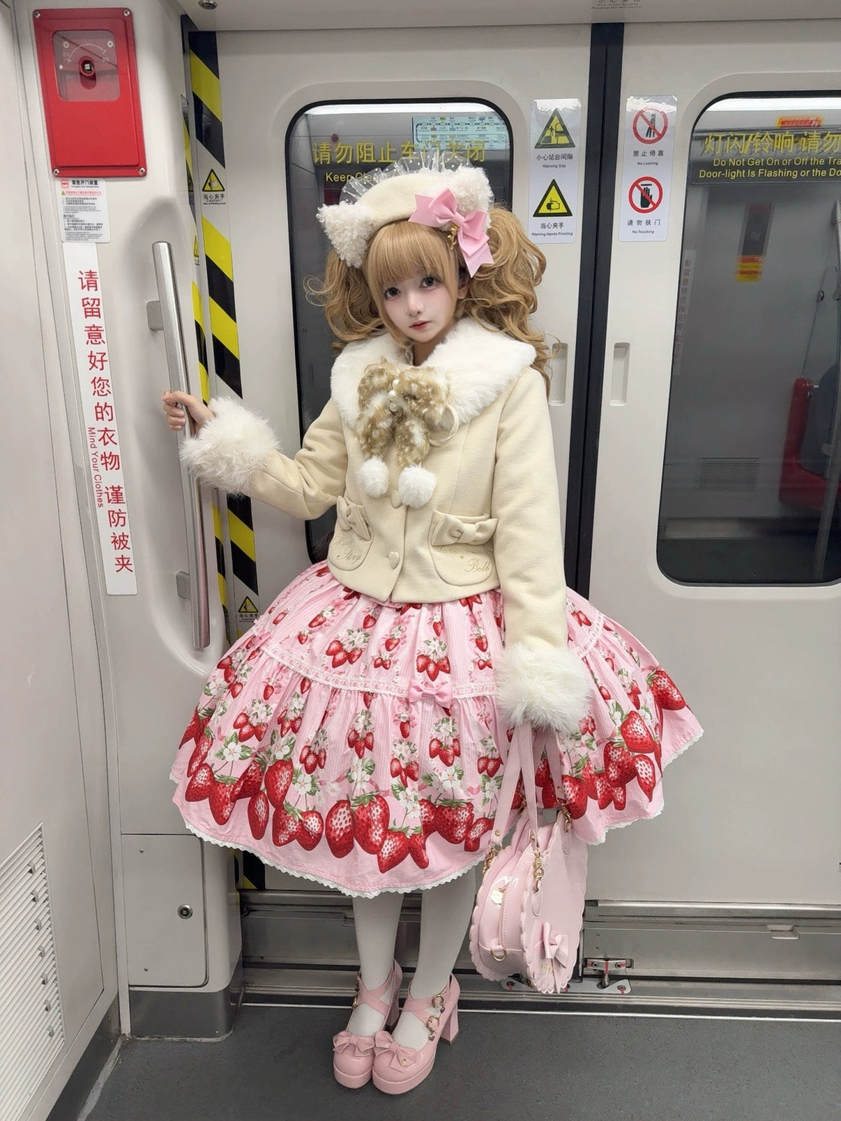 Sara Bell - Winter Story - Winter Kawaii Lolita Short Coat, Detachable Fur Collar 44068:794432