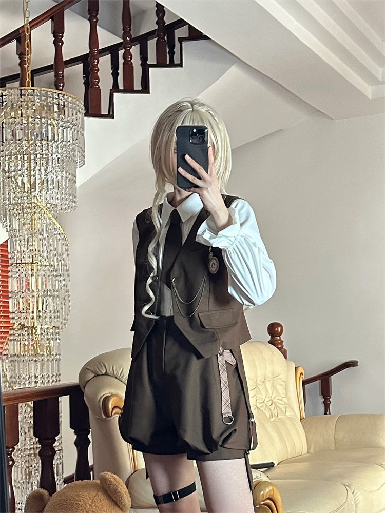 Letters from Unknown Star - Detective Rabbit Kiri - Spring Ouji Lolita Outfits Backpack Pants and Vest
