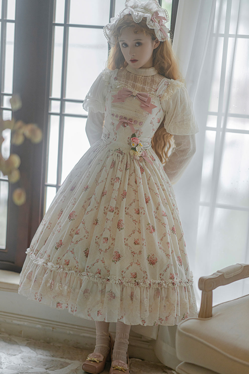 Miss Point~Customized Wood Rose 2.0 Elegant Vintage Jumper Dress 21392:302530