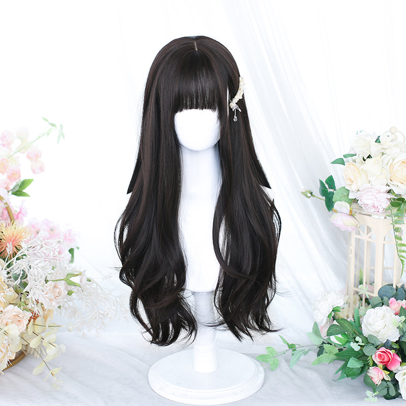Dalao - Natural Lolita Wig Gentle Long Curly Hair T44 Black Brown (6-20)