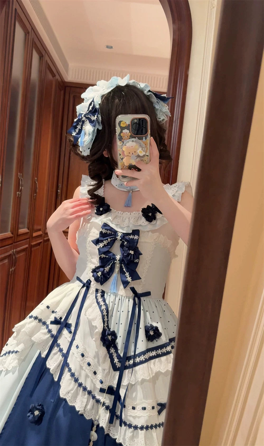 Blue and White Dream - Classic Lolita JSK Dress, Irregular Layered Hem