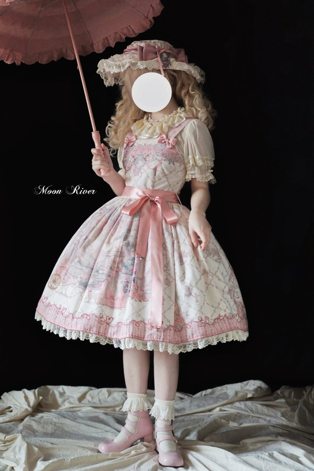 Moon River - Swan Lake Mirror - Pink Sweet Lolita Print JSK Dress 43705:783405