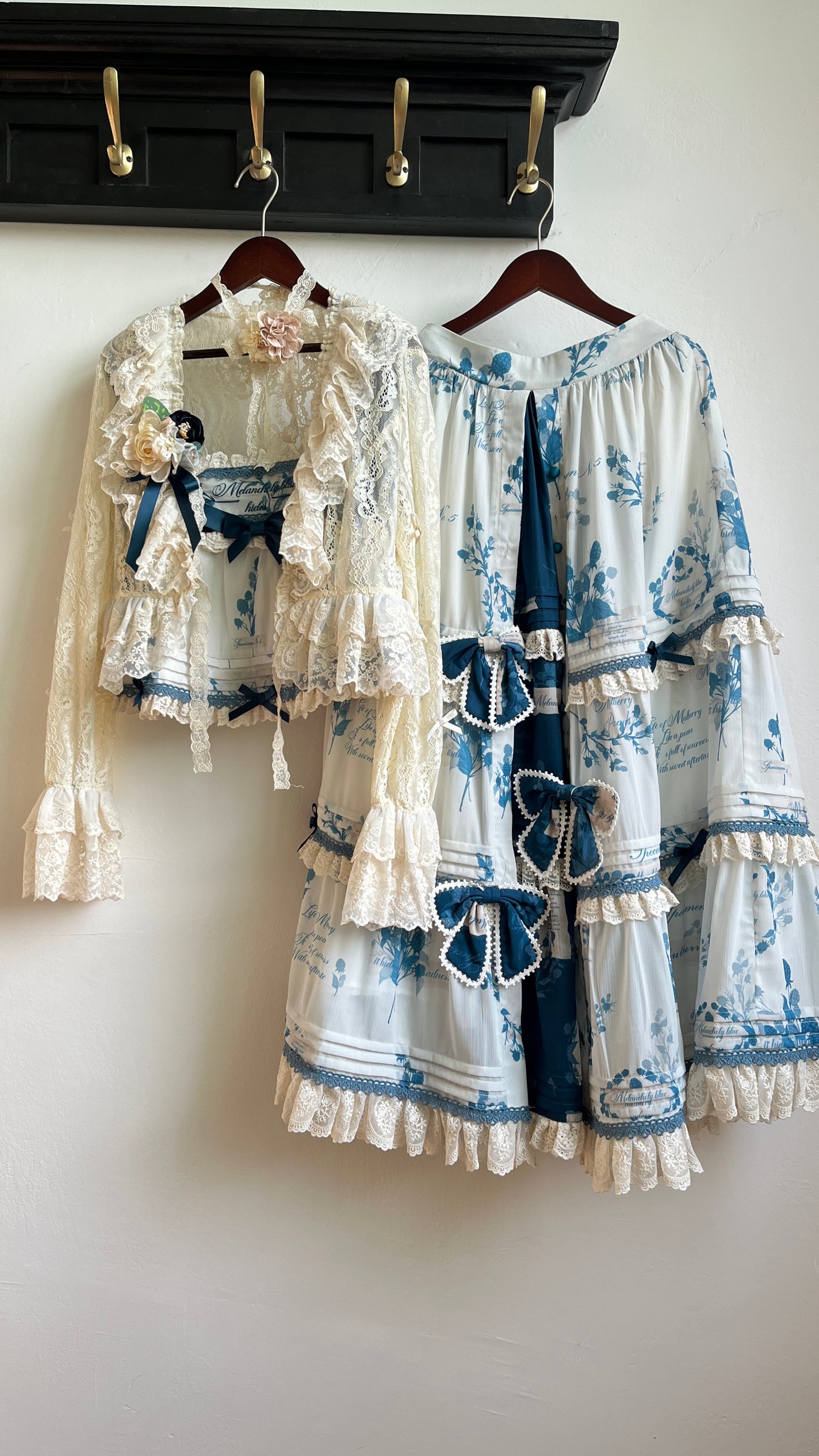 NanShengGe - Mulberry Poem - Country Lolita Printed Dress with Cardigan Set (2XL 3XL 4XL L M S XL) 42513:742865
