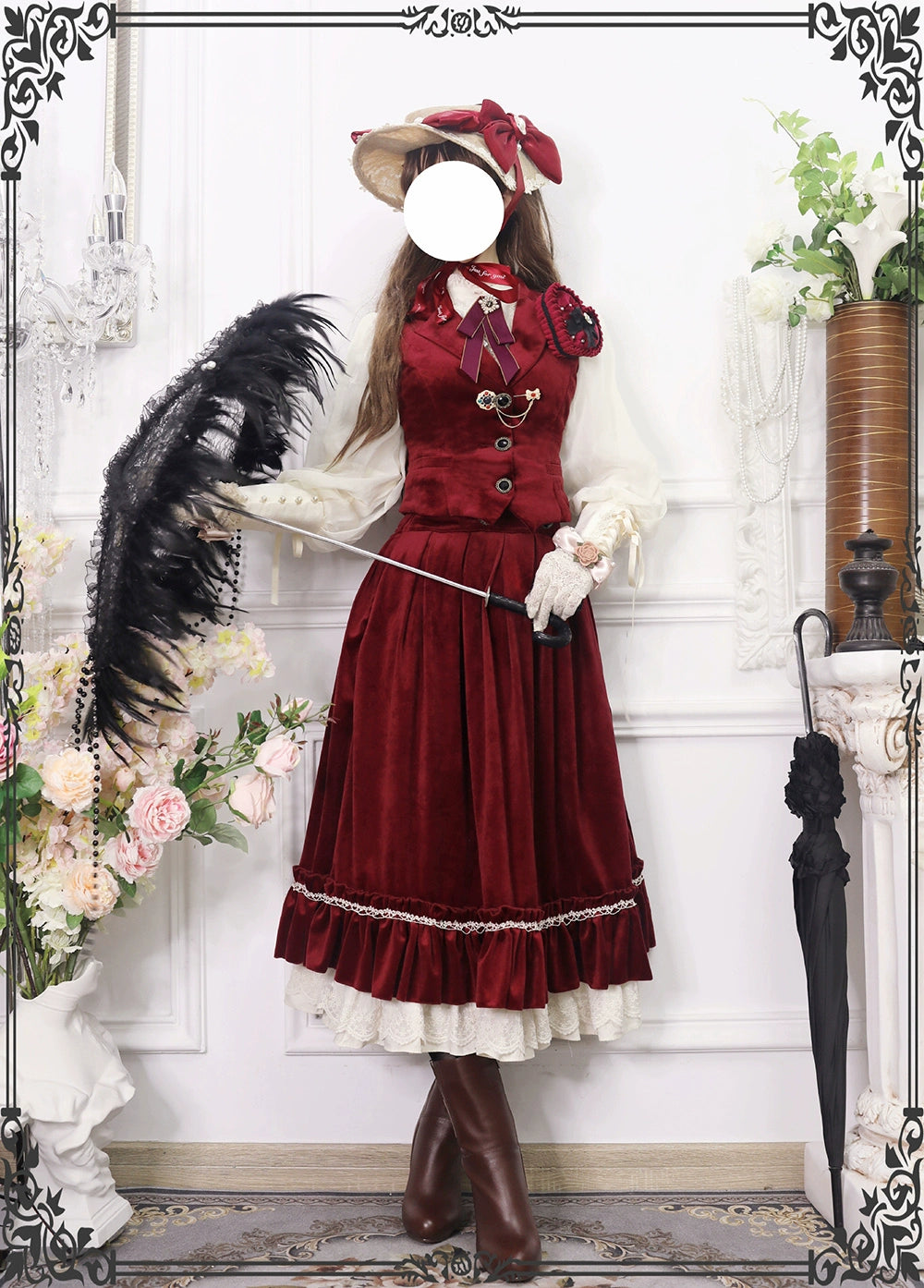 Miss Point~Rose Doll~Retro Lolita Vest Velvet Lolita Waistcoat 32516:392348