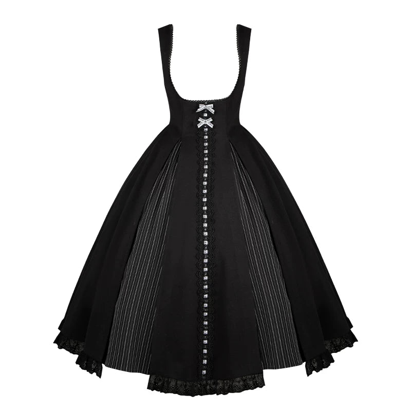 Monochrome Sonata - Classic Lolita Bust-supporting JSK Set, Piano Inspired 44552:813434